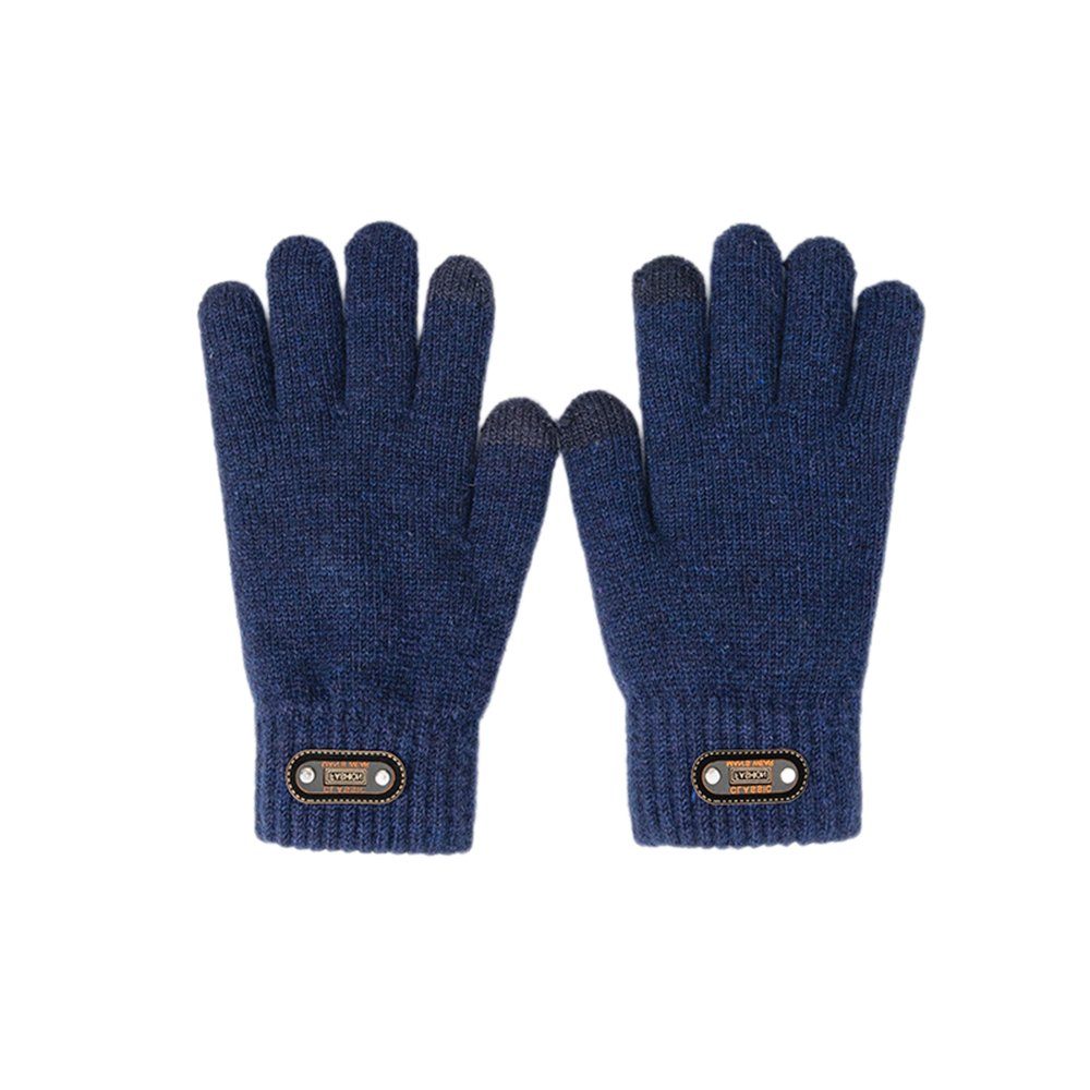 LAPA HOME Strickhandschuhe Touchscreen Winter Handschuhe Warme Fleecehandschuhe Herren (Paar) Strick Dick Handschuhe Outdoor Fahrrad Handschuhe Navy blau