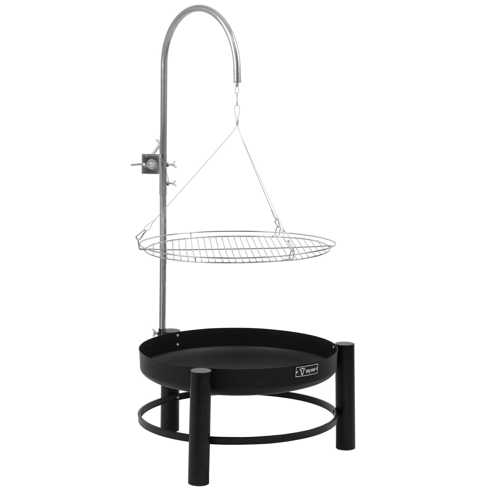 BBQ-Toro Schwenkgrill Schwenkgrill mit Feuerschale und Grillrost, Ø 61 cm, Schwarz, Inklusive Grillrost