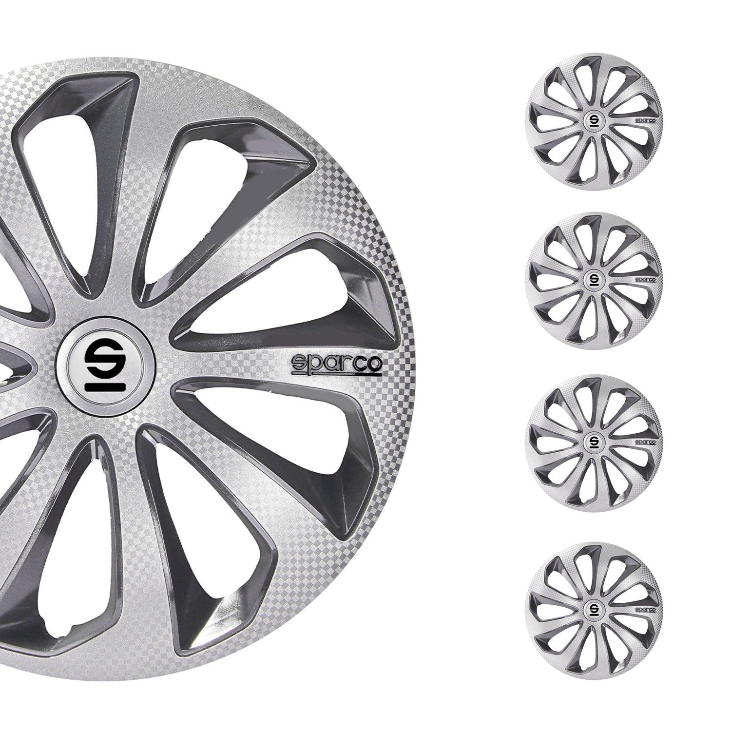 OMAC Radkappen Sparco 14 Zoll Roma Silber Grau 4tlg, (4-St) Einfache Installation, Haltbar