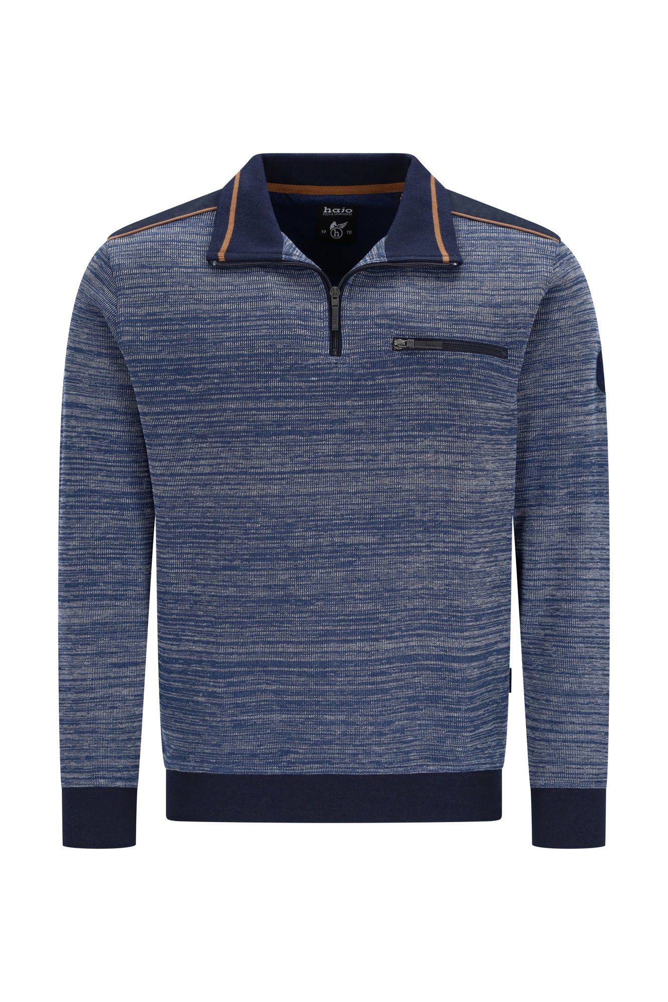 Hajo Sweatshirt Troyersweatshirt in Melange-Rippe allover - stay fresh-Qualität