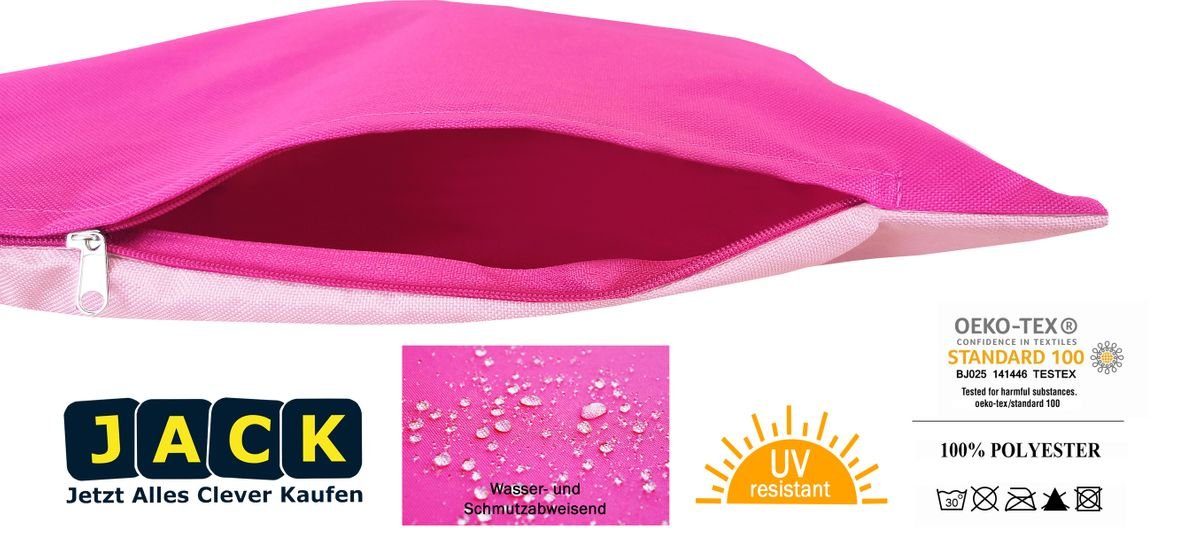 Kissenbezüge JACK Wasserabweisend, Innen Stück), Außen Pink 2er 45x45cm & Wende und Wasserfest, robust für Rosa - strapazierfähig, Outdoor JACK Kissenhülle Set (2 2-farbig