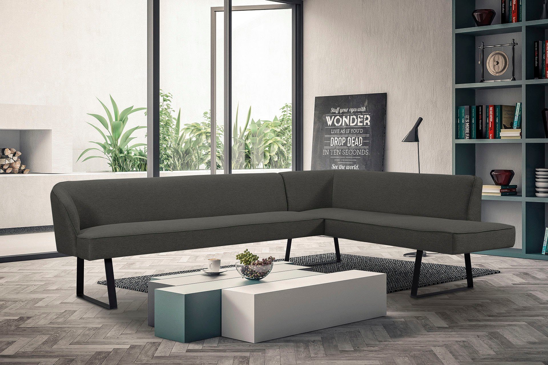 exxpo - sofa Americano, Qualitäten Metallfüßen, Bezug Eckbank in und Keder fashion verschiedenen mit