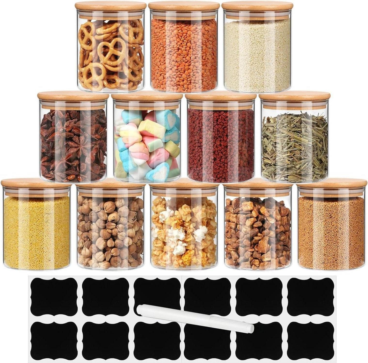 LuxusKollektion Gläser-Set Vorratsdosen 12er Set Glas Luftdicht Aufbewahrung Tee 12x200ml