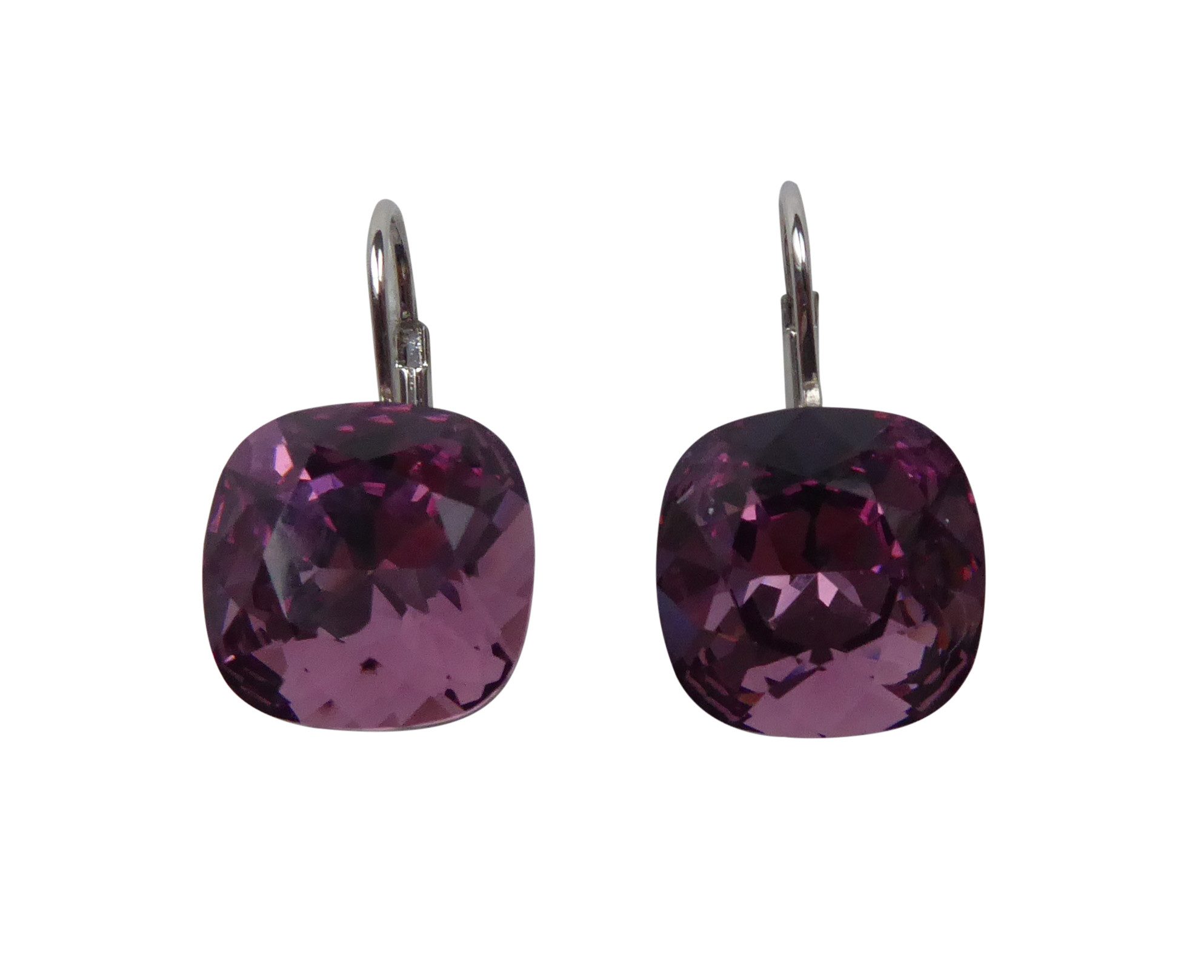 Mugello Paar Ohrhänger Romy lila rhodiniert Geschenk Trendfarbe modisch, Handgefertigter Modeschmuck, made in Germany
