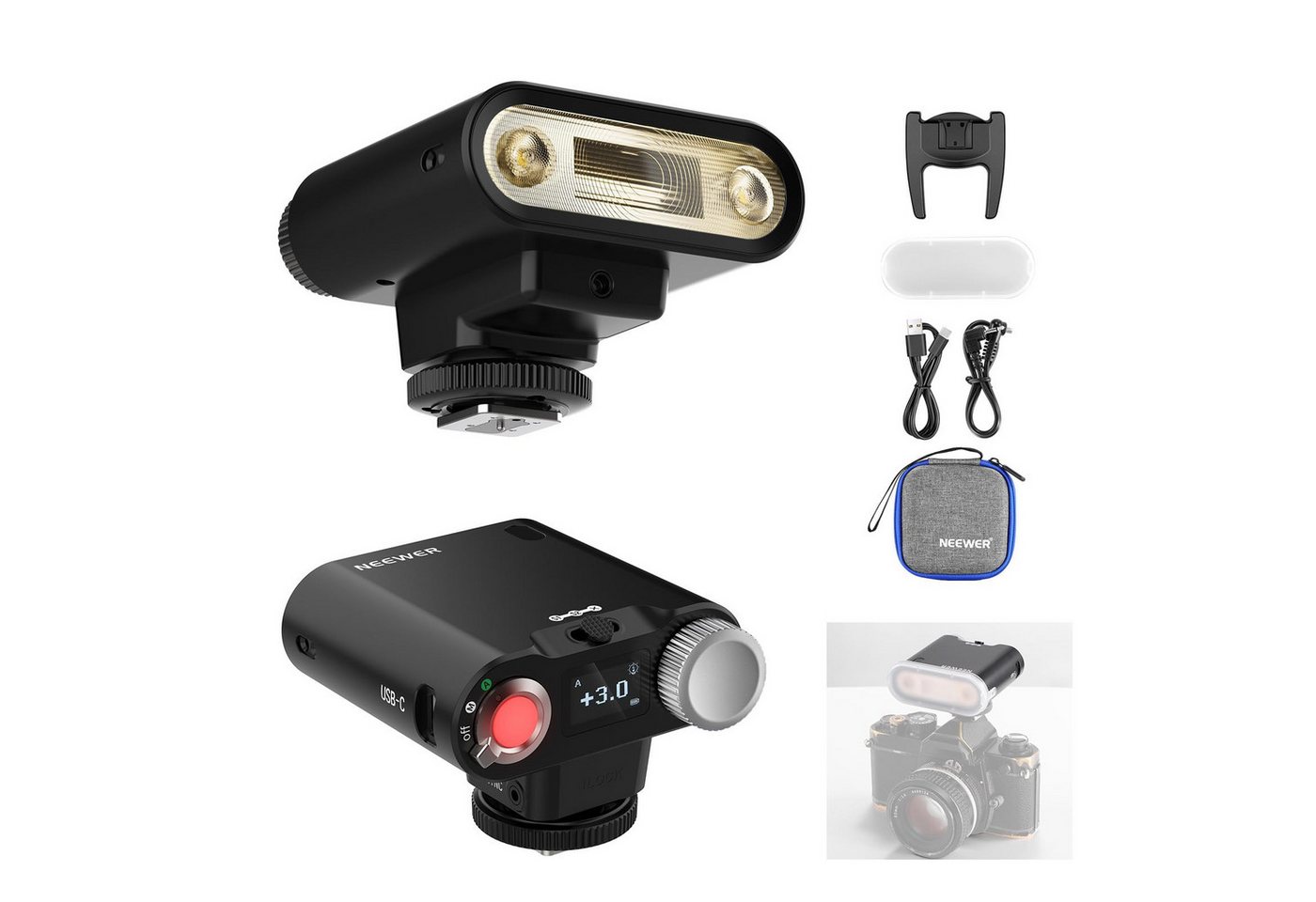 Neewer Z160 Blitzgerät Kamerablitz 22Ws, GN14, für Canon/Nikon/Sony/Fuji Blitzgerät, (Mehrere Blitzmodi)