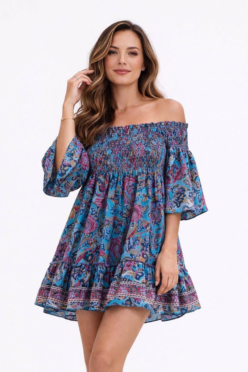 YC Fashion & Style Minikleid Off-Shoulder Kleid – Boho-Flair One Size (34-3 günstig online kaufen