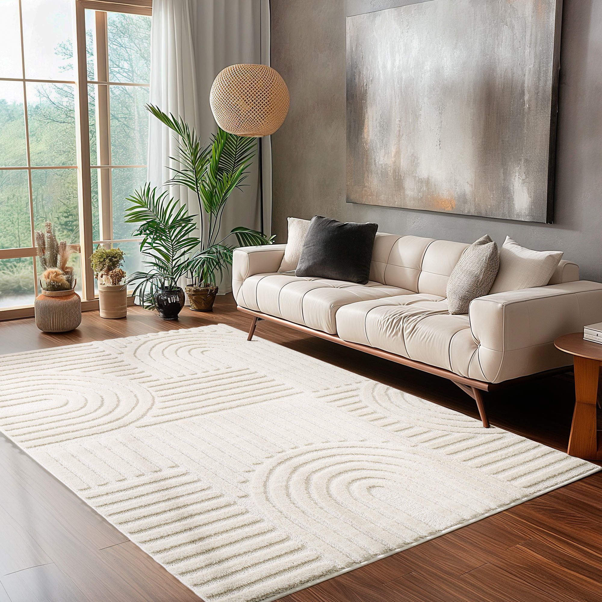 Carpettex Designteppich Skandinavischer Boho, Rund, Höhe: 8 mm, Teppich Wohnzimmer, Schlafzimmer, Gästezimmer