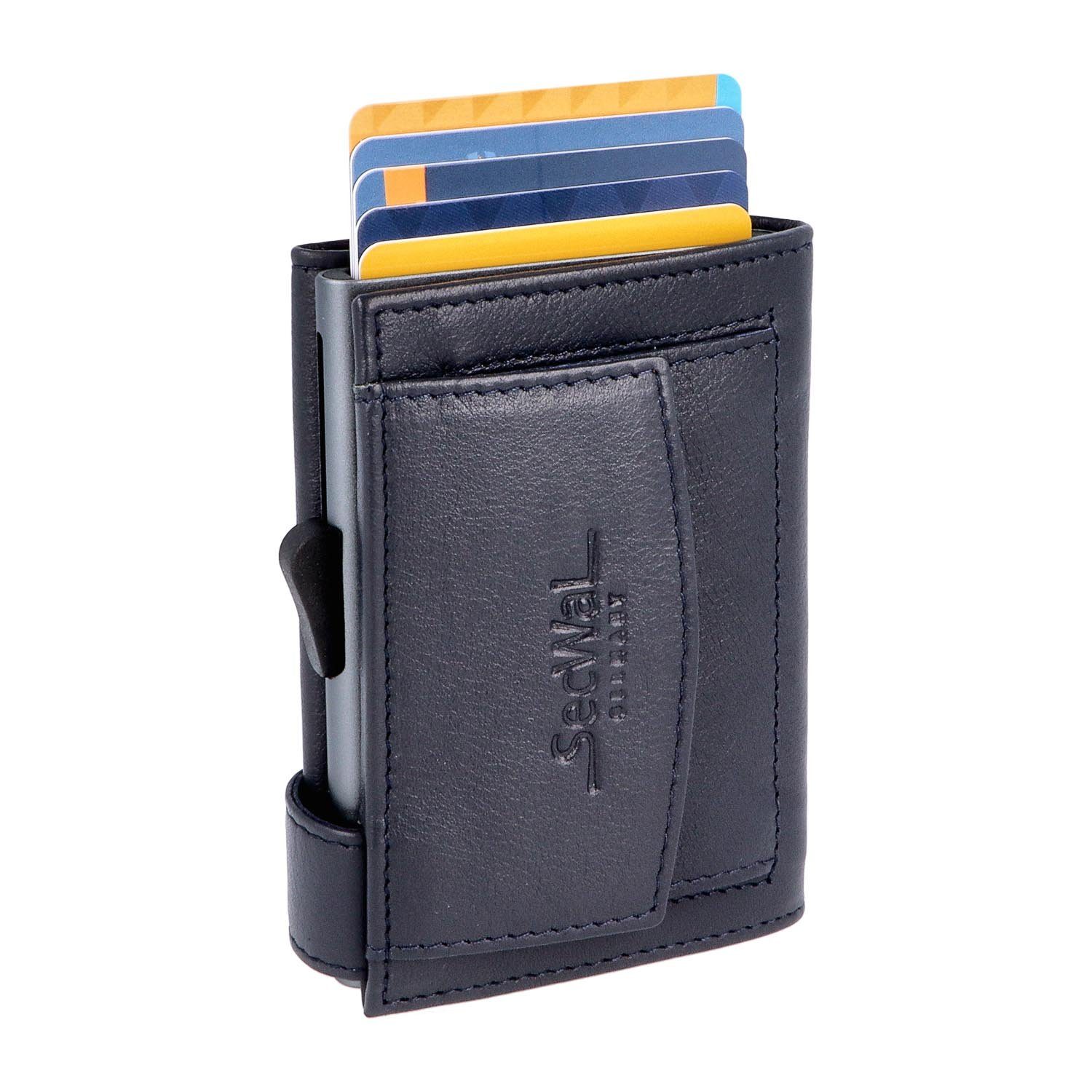 SecWal Geldbörse, Kartenetui mit Münzfach Druckknopf, Slim Wallet, RFID Schutz, Geldbeutel klein, für Damen und Herren Blau