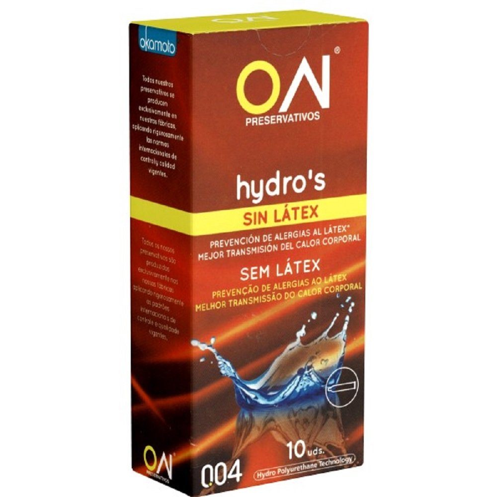 okamoto Kondome ON® 004 Kondome, japanische absolut St., und mit, Packung Hydros Kondome 10 geruchslose latexfreie