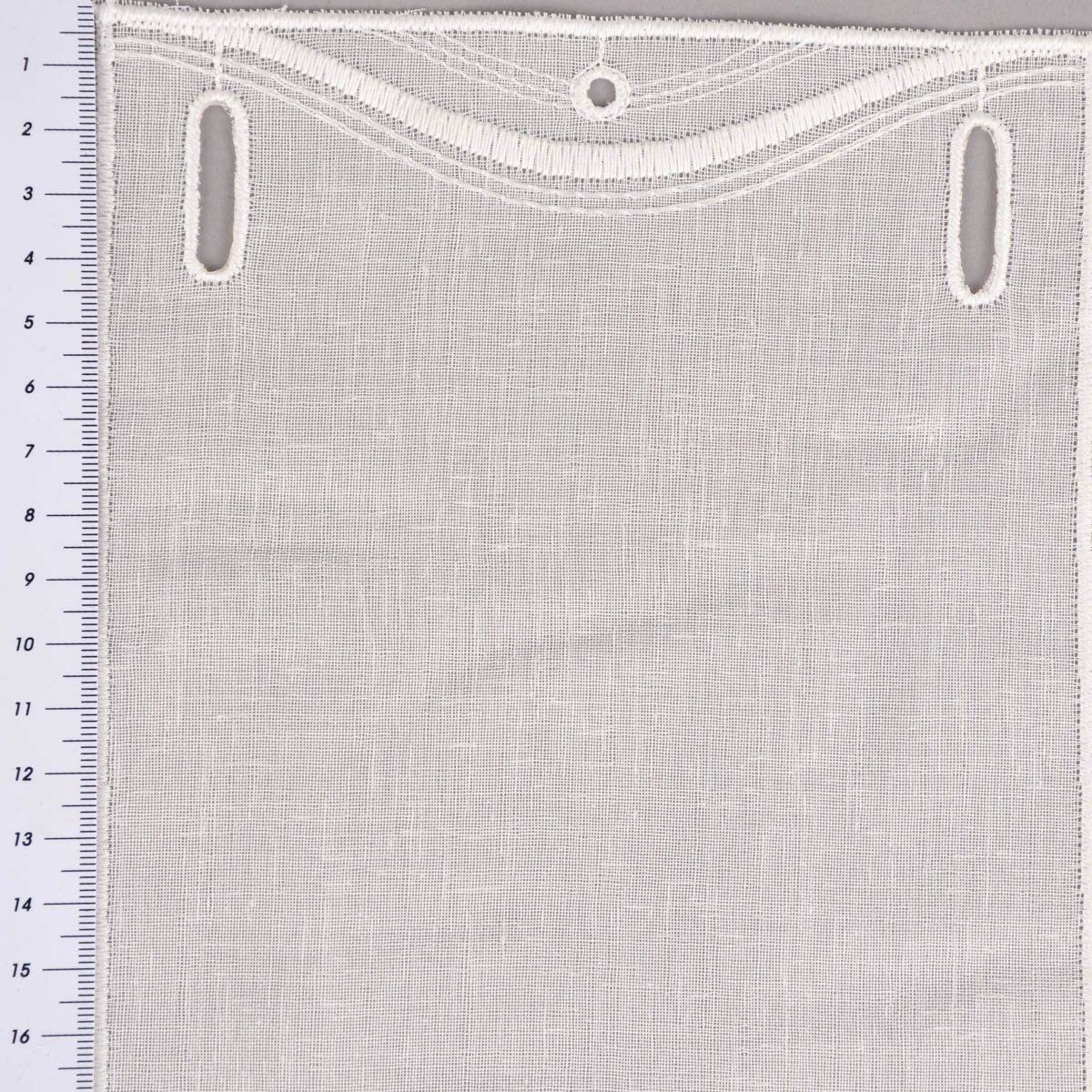 SCHÖNER LEBEN. Meterware Scheibengardine nähfrei Stickerei Leinenlook ecru 30cm, leicht perforiert, Stickerei/Stickstoff, bestickt, pflegeleicht