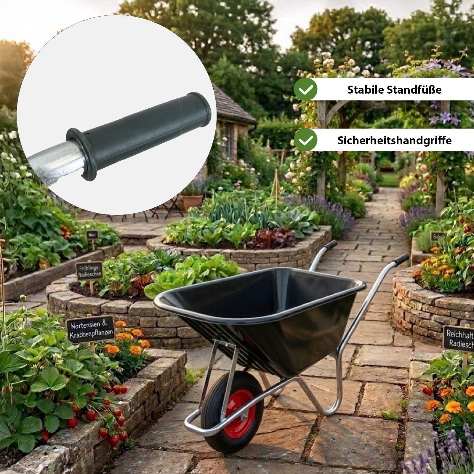 TRUTZHOLM Schubkarre Schubkarre PP100 l PU Rad Bau Karre Gartenschubkarre Bauschubkarre