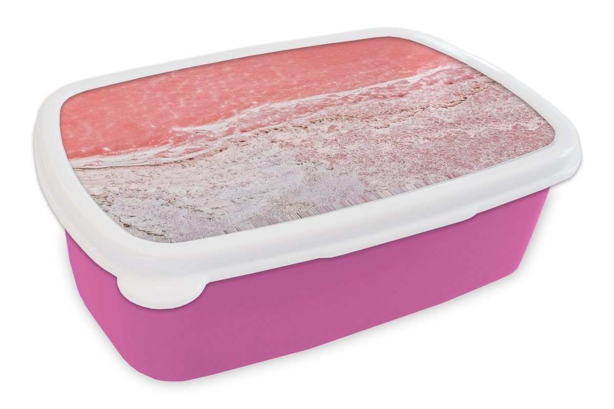 MuchoWow Lunchbox Salzsee Australien, Kunststoff, (2-tlg), Brotbox für Erwachsene, Brotdose Kinder, Snackbox, Mädchen, Kunststoff rosa