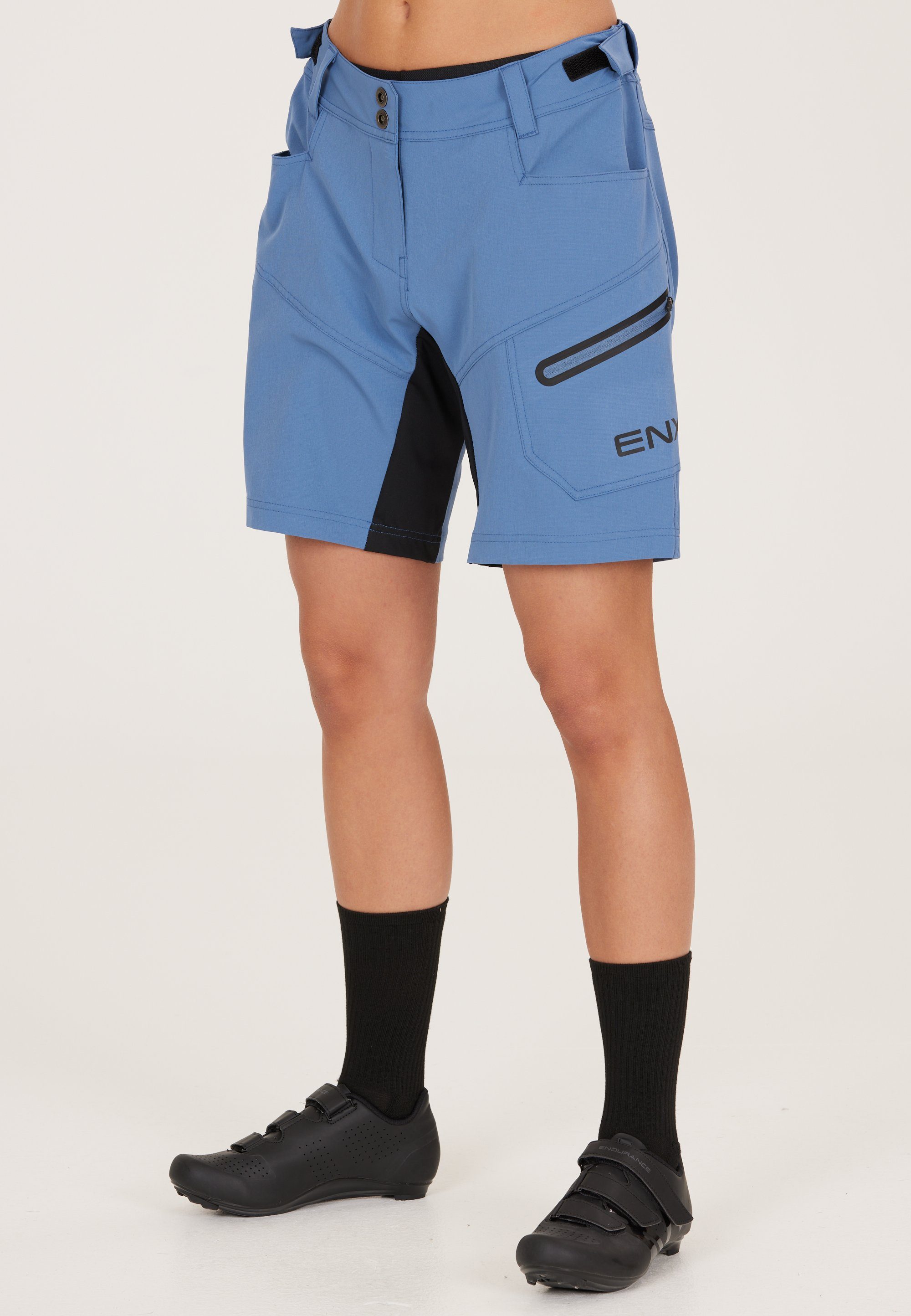 ENDURANCE Radhose Jamilla W 2 in 1 Shorts mit herausnehmbarer Innen-Tights blau | Fahrradhosen