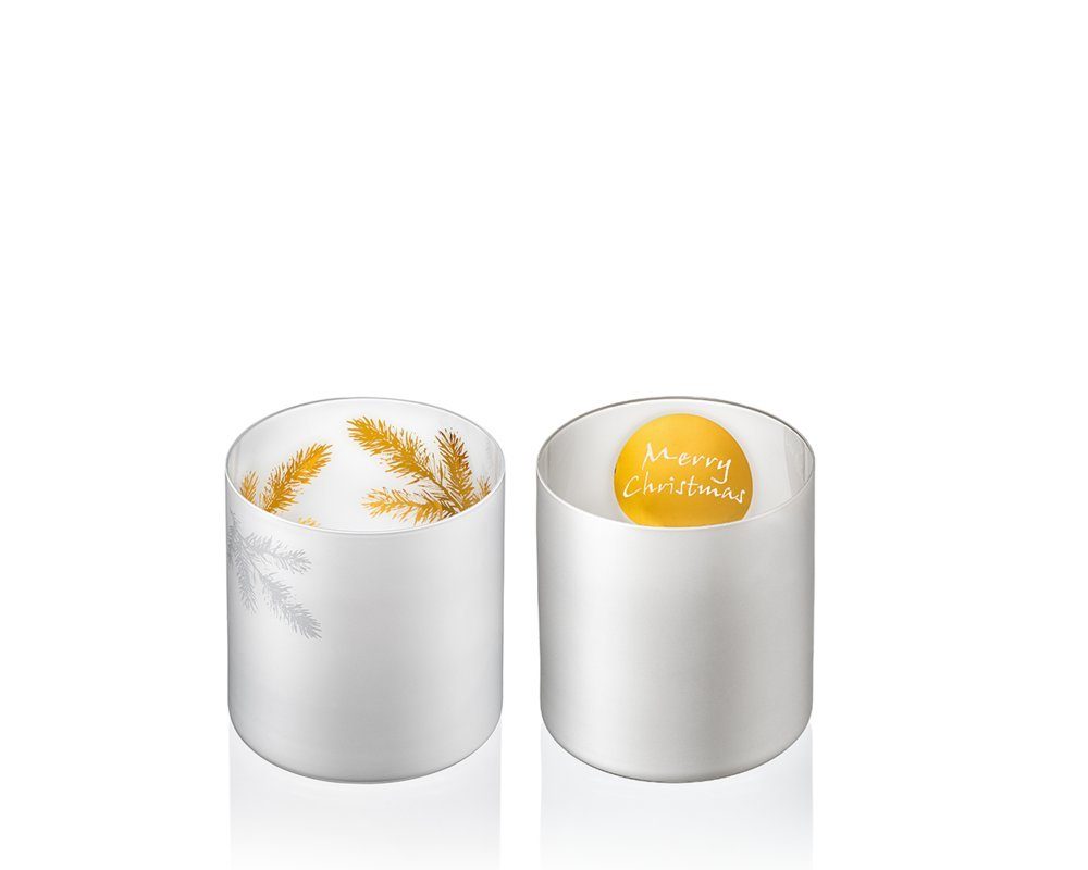 Crystalex Kerzenhalter Weihnachtskerzenhalter Kerzenhalter Silva weiß oder schwarz (Set, 2 St., 2 x Windlichter), Kristallglas, 2er Set, einfarbig mit Gold
