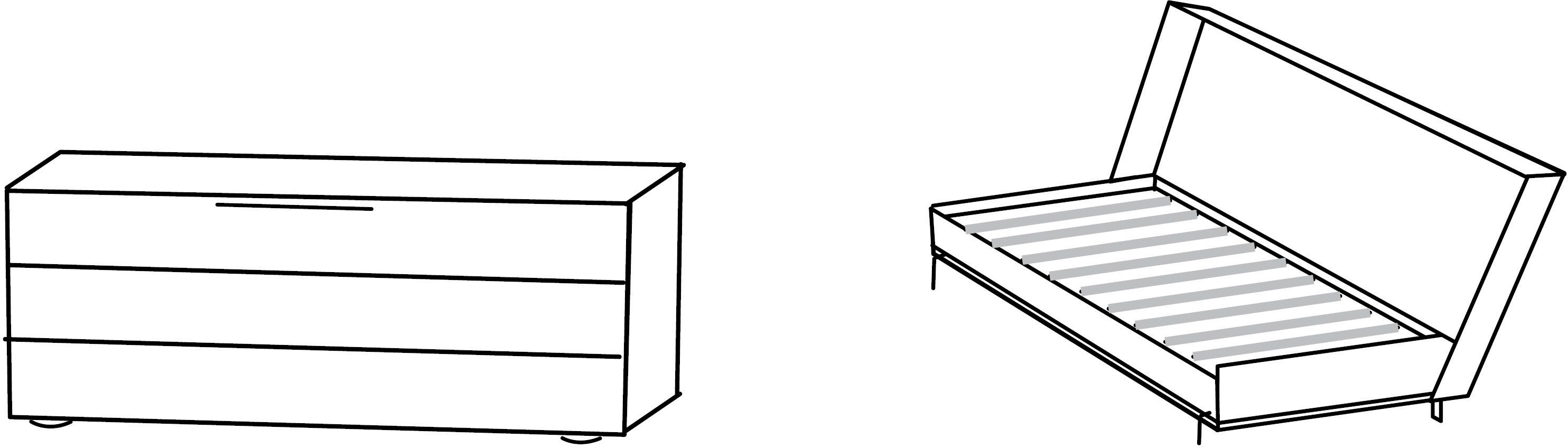 Wimex Schrankbett Juist Schrankklappbett Gästebett horizontal klappbar, 3 Liegeflächen, mit Lattenrost, Made in Germany