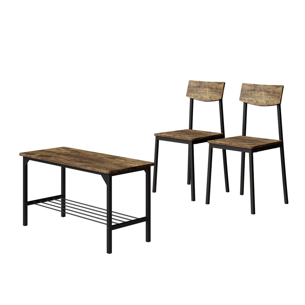 Vicco Sitzbank Fyrk, Schwarz/Eiche rustikal, 85 x 46 cm 3 Teile (3-St)
