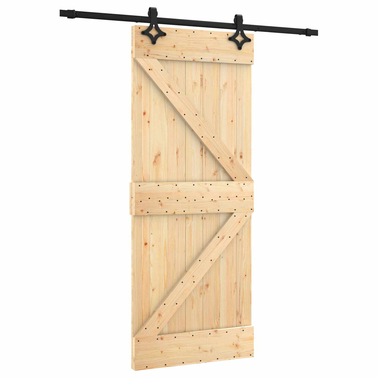 vidaXL Schiebetür Schiebetür Natürlich und Schwarz 85 x 210 cm Massivkiefer (1-St)