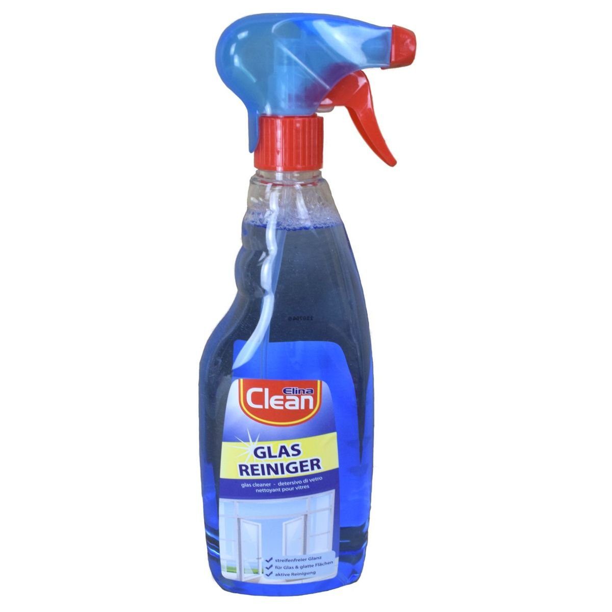 Jean Products Elina Clean Glasreiniger ca. 750 ml Reiniger Glas und glatte Flächen Reinigungsspray (verstellbarer Drucksprühkopf)