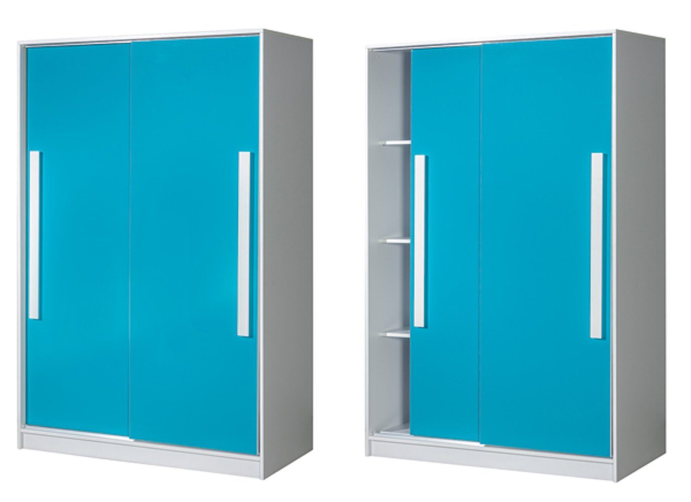 Feldmann-Wohnen Kleiderschrank Guliver (1-St) 120cm Korpus weiß Frontfarbe und Farbe der Griffe wählbar 2-türig