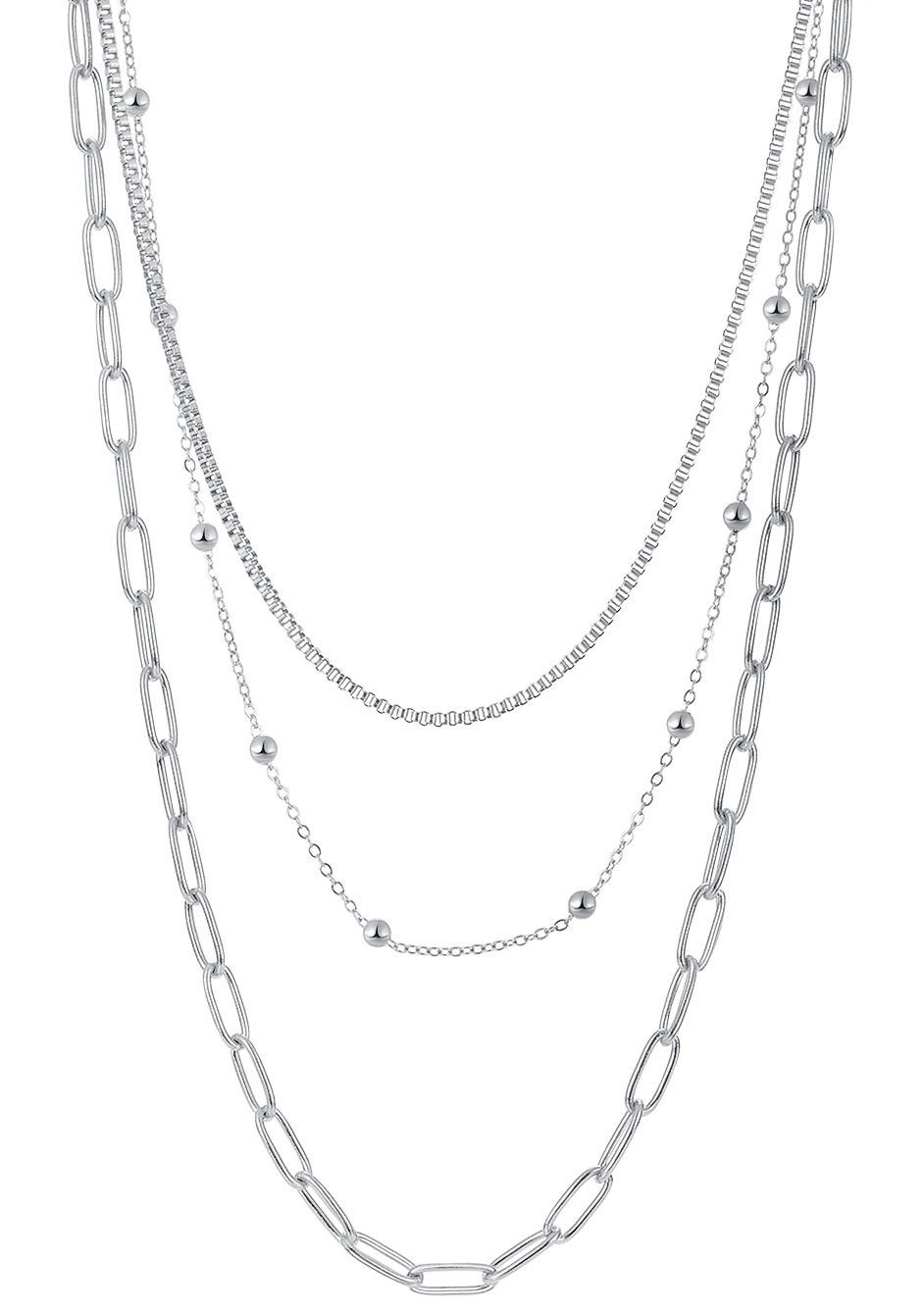 FIRETTI Edelstahlkette Schmuck Geschenk, Trio Layerkette mehr