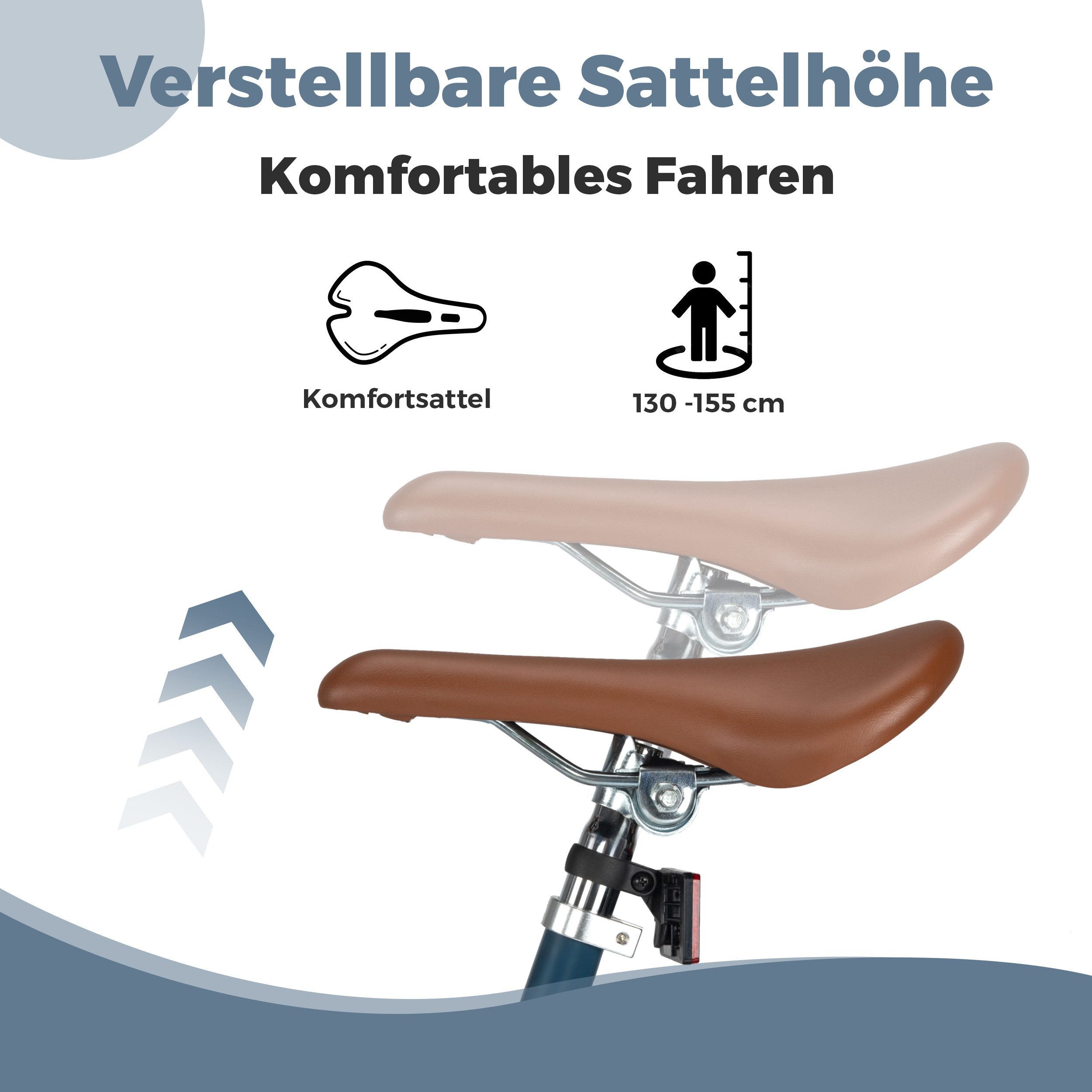 Vankel Kinderfahrrad 24 Zoll, 130-155 cm, Rücktrittbremse, Kettenschutz, 1 Gang, 8-12 Jahre, Blau, V-Brake vorne, Reflektoren, Seitenständer