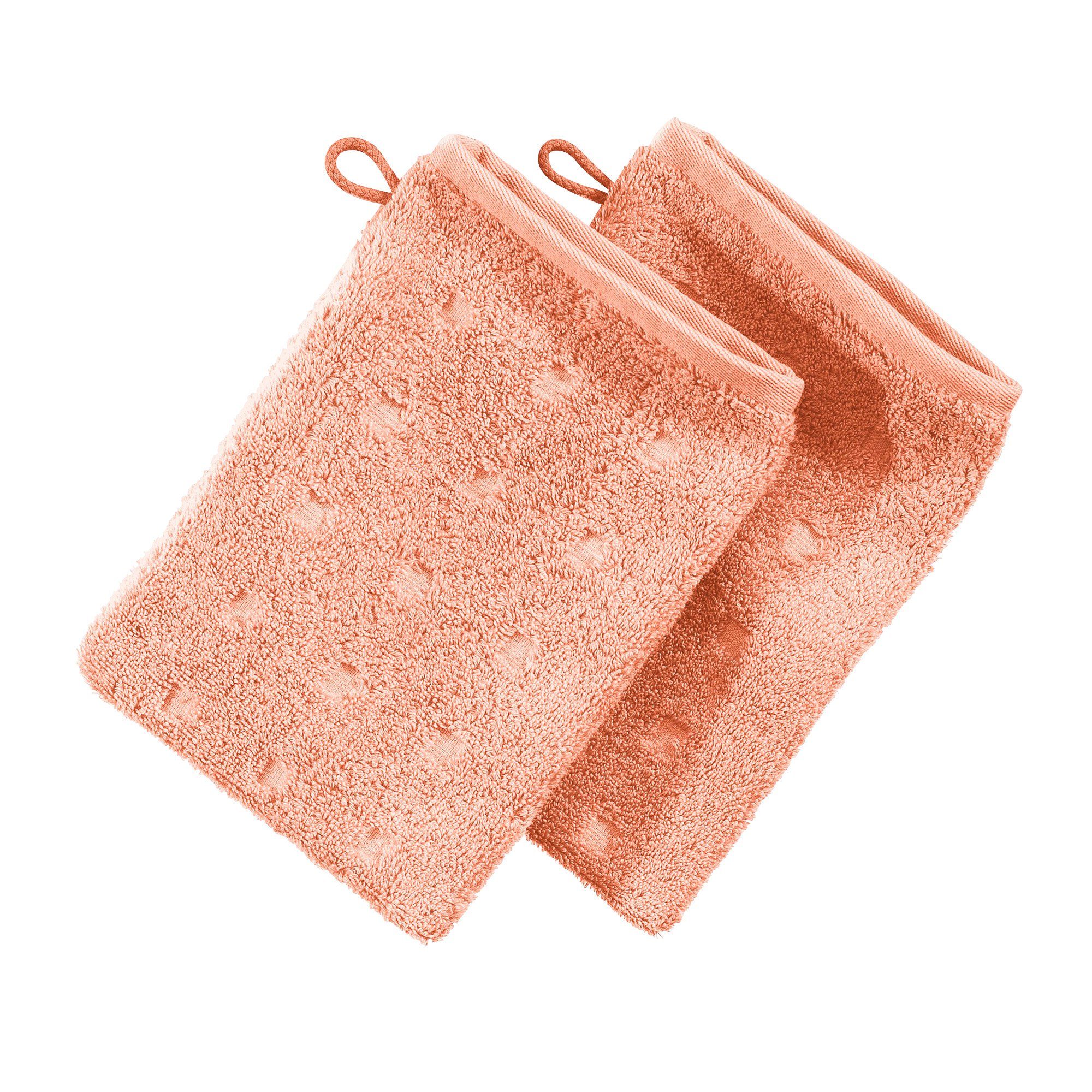 Möve Waschhandschuh Waschhandschuh 2er-Pack "Quadretti", Frottier (2-St), Walk-Frottier Uni