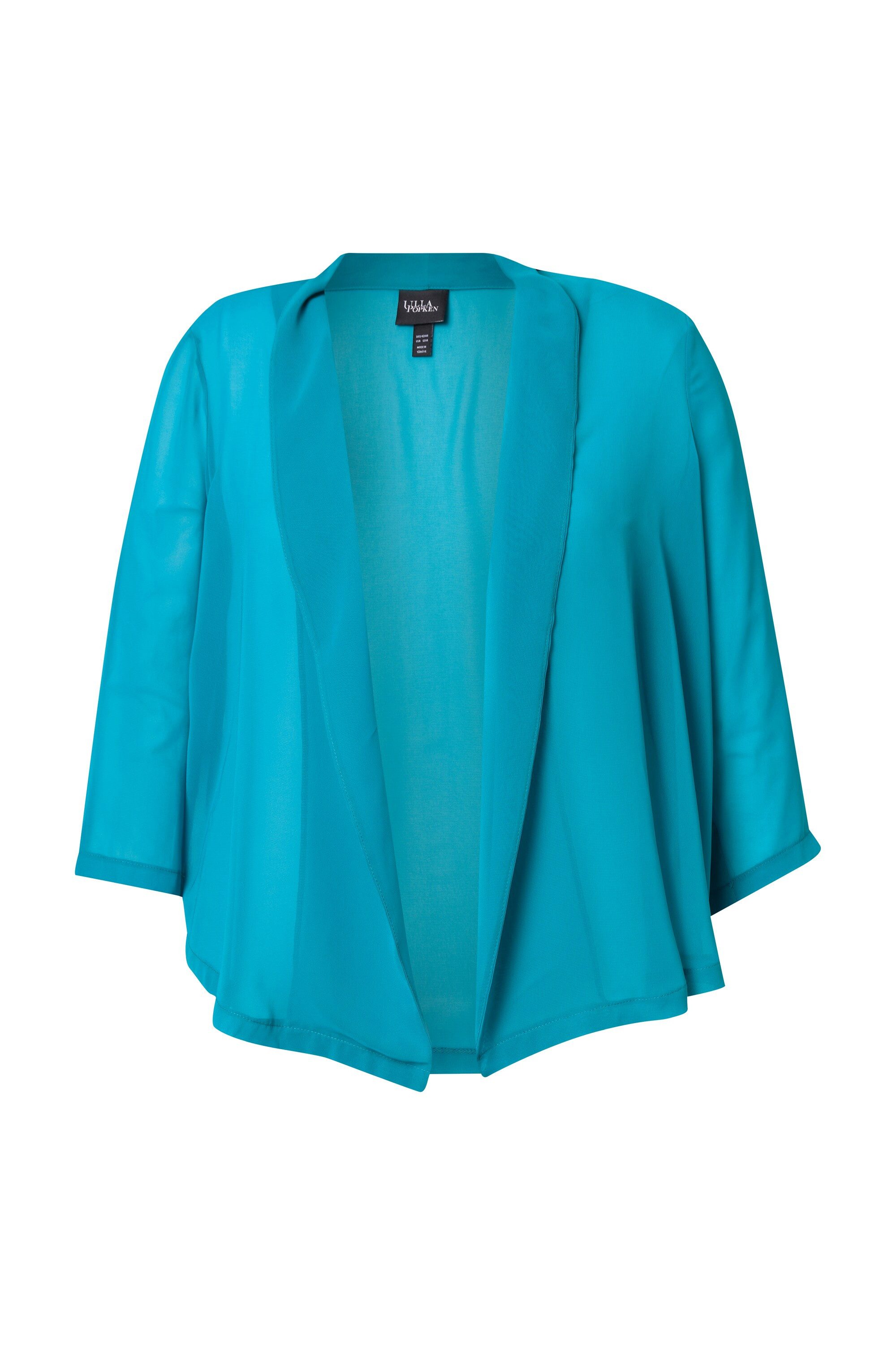 Ulla Popken Kurzjacke Chiffonjacke Oversized Schalkragen 3/4-Arm günstig online kaufen