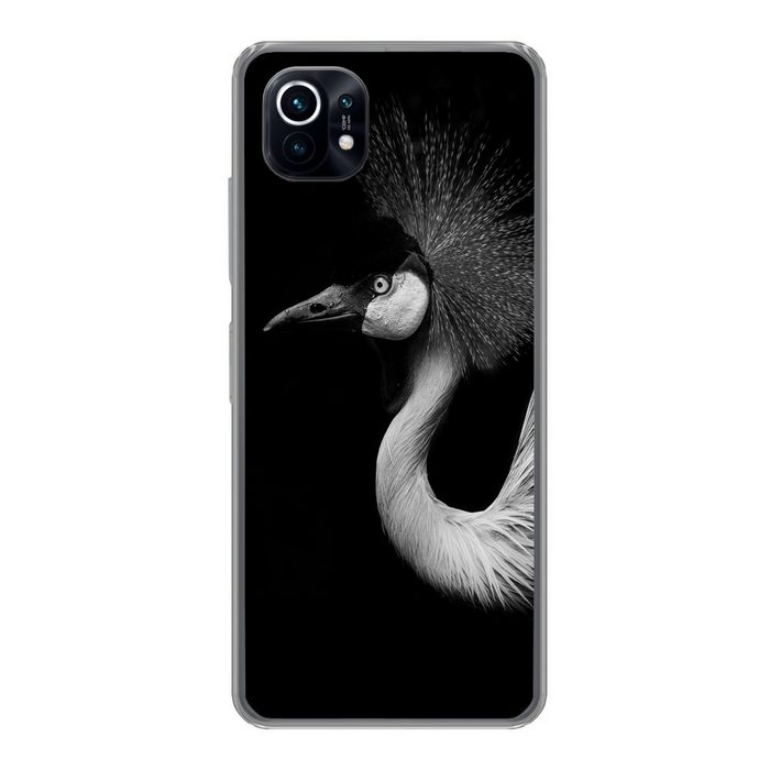 MuchoWow Handyhülle Kranich - Schwarz - Weiß - Vogel - Tiere Phone Case Handyhülle Xiaomi Mi 11 Silikon Schutzhülle
