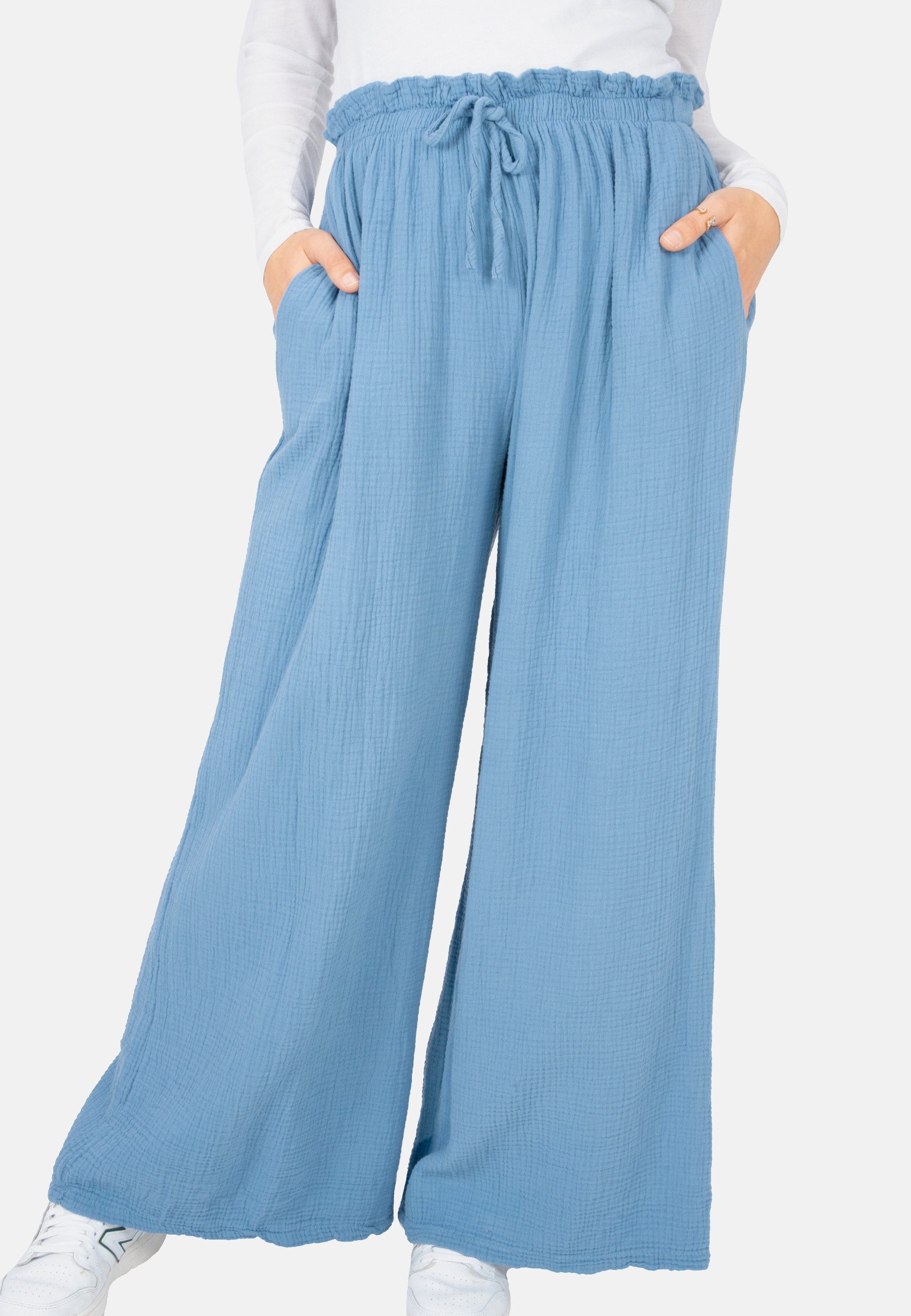 Seasons of April Jerseyhose Musselinhose Liska (1-tlg) Weite Musselin Hose mit elastischem Bund