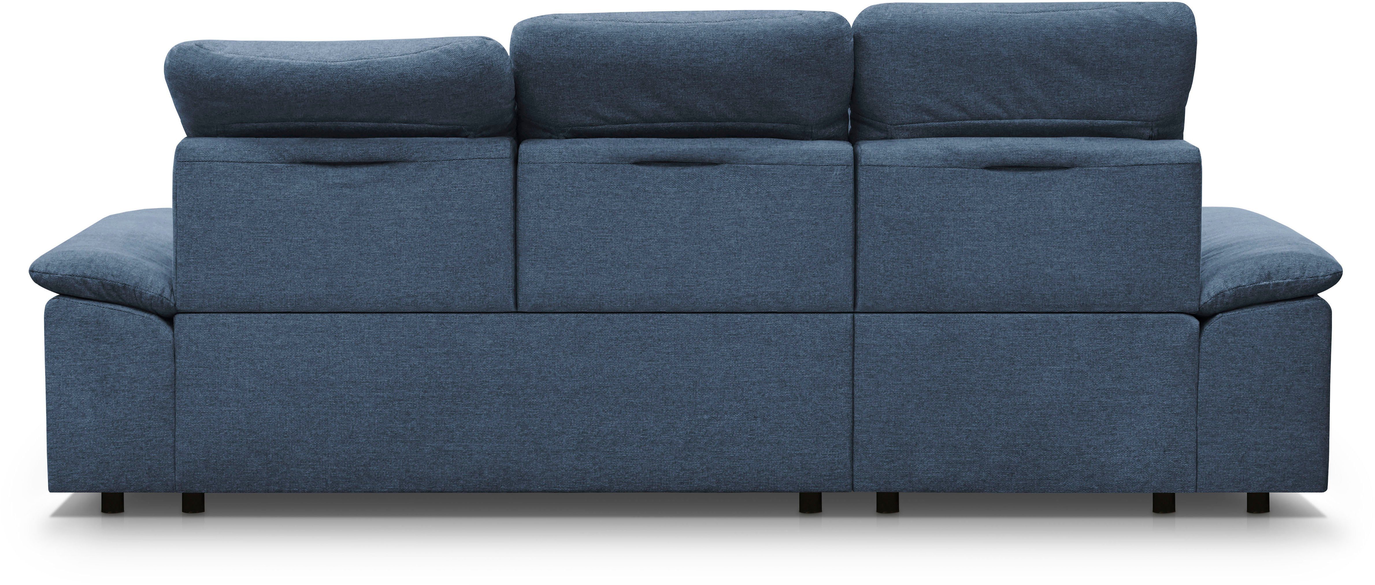 CALIZZA INTERIORS Ecksofa Moli 2, Sitztiefenverstellung Schlaffunktion, Kopfteilverstellung, jeans Bettkasten