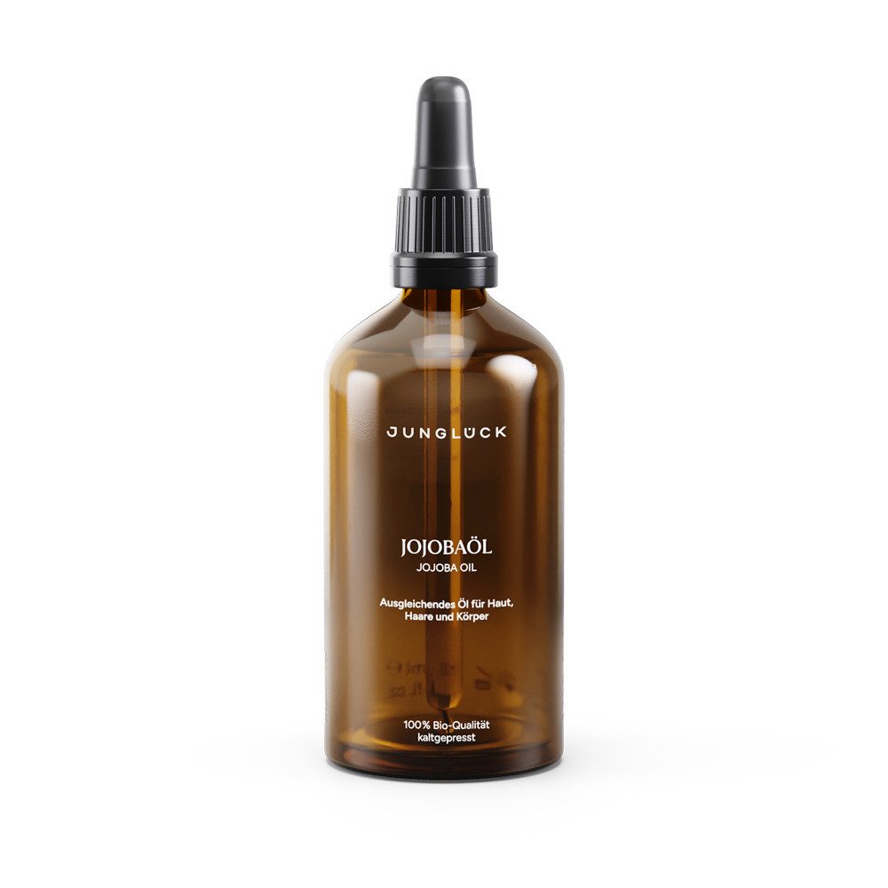 JUNGLÜCK Körperöl Jojobaöl - Kaltgepresst - 100% Bio & Natürlich, 1-tlg., Ausgleichendes Öl für Haut, Haare und Körper