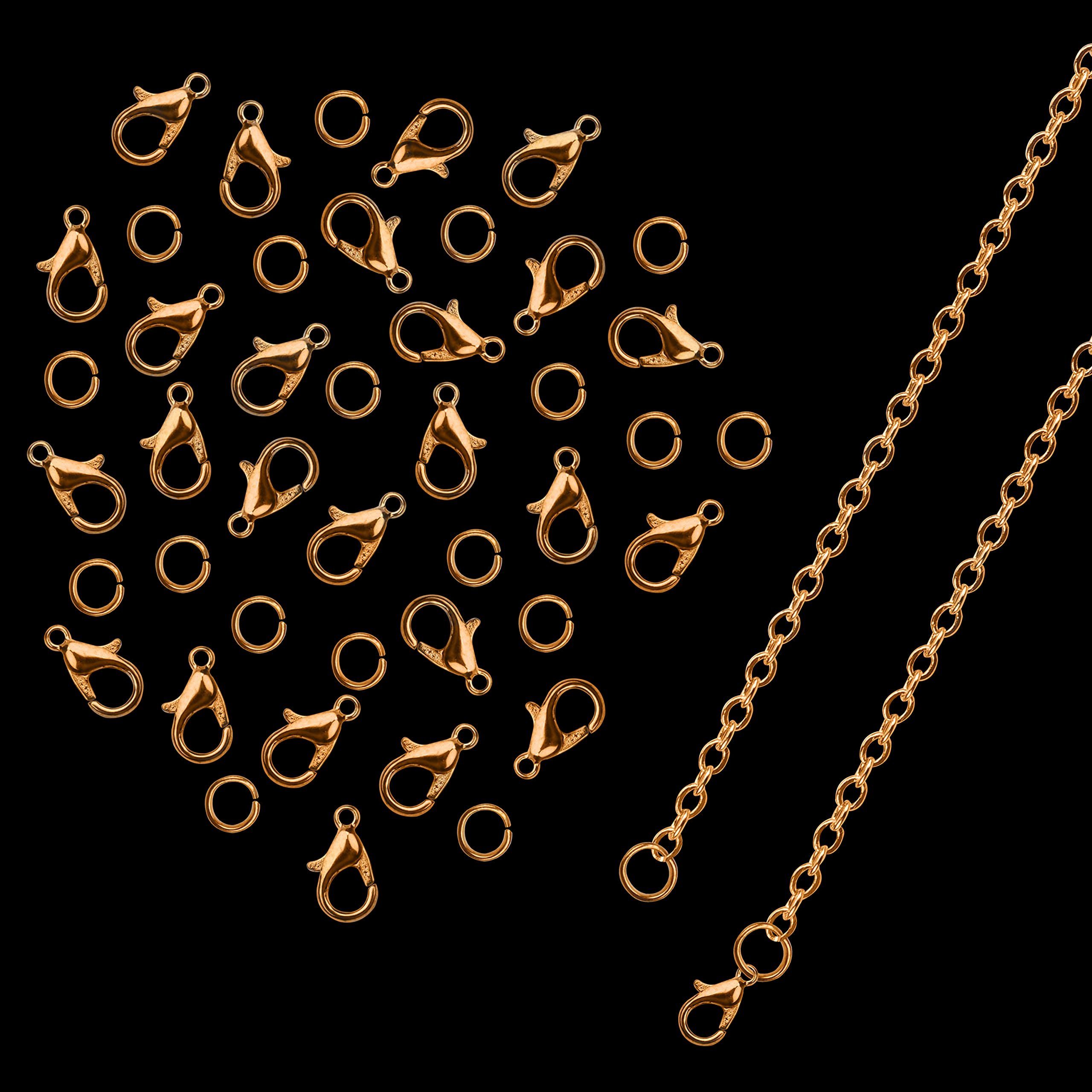 Gold Kit Chain - 1.5mm DIY Rundstahlkette 10m 10m x Goldkettenset x Edelstahl, DIY Chain - Eisenkette, Kurtzy 1.5mm Iron