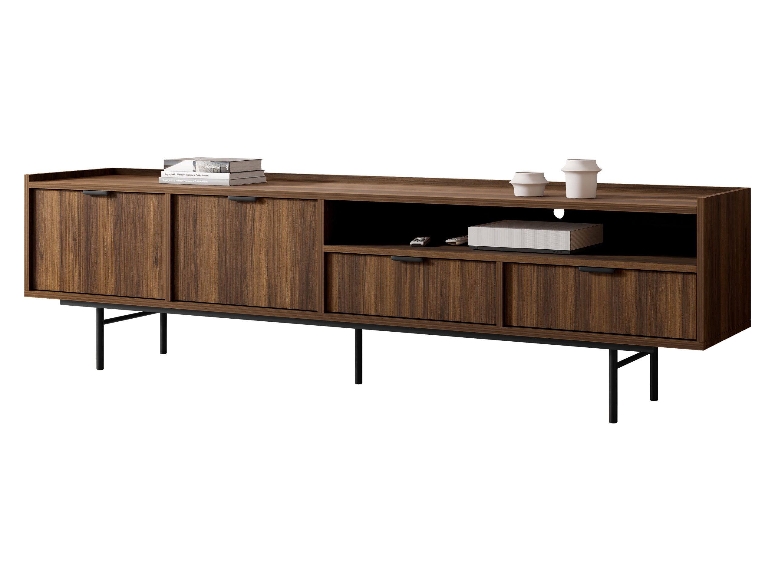 MIRJAN24 TV-Schrank Edison 200 (mit zwei Klappen und zwei Schubladen) 200x40x55 cm, Gasdruckfeder