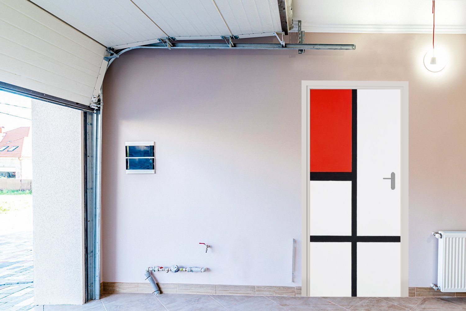 Piet - Matt, Fototapete Tür, Türtapete für bedruckt, MuchoWow Mondrian, (1 Komposition cm 75x205 Türaufkleber, St),