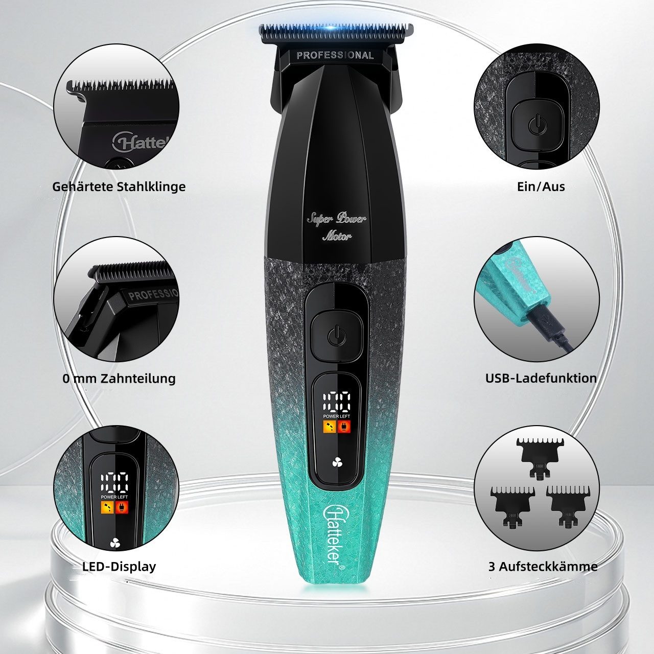 Scttomon Haarschneider G56, Barttrimmer, Trimmer für Haare & Bart, 8000 RPM, LED-Display