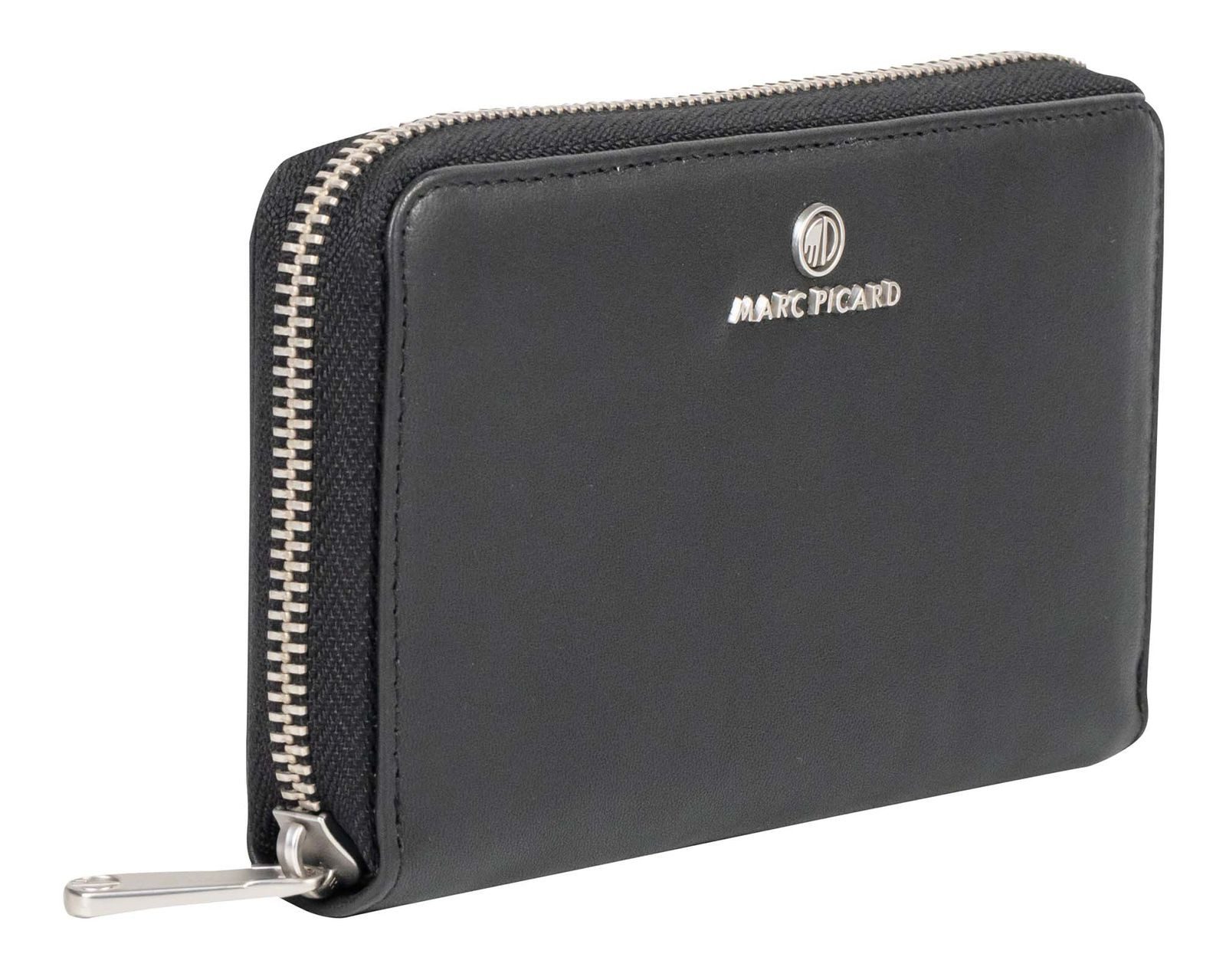 Marc Picard Geldbörse Zip Wallet, aus echtem Lammleder mit RFID-Blocker Schutz