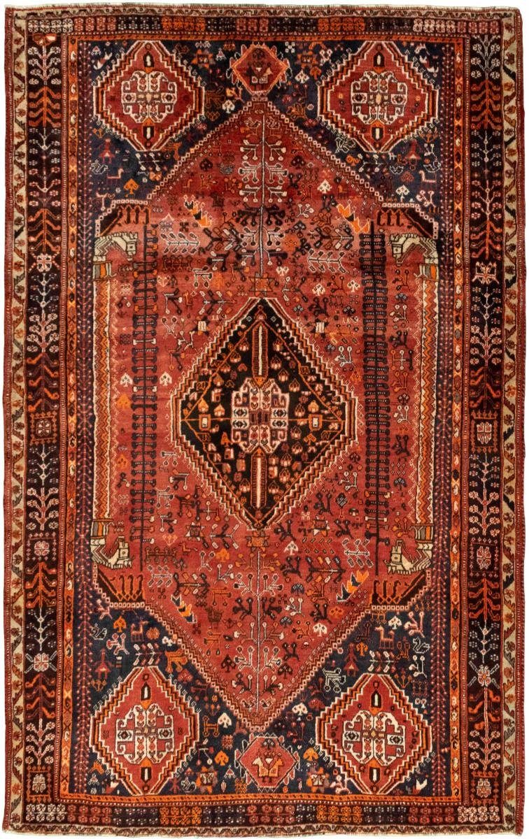 Orientteppich Shiraz 154x246 Handgeknüpfter Orientteppich / Perserteppich, Nain Trading, rechteckig, Höhe: 10 mm