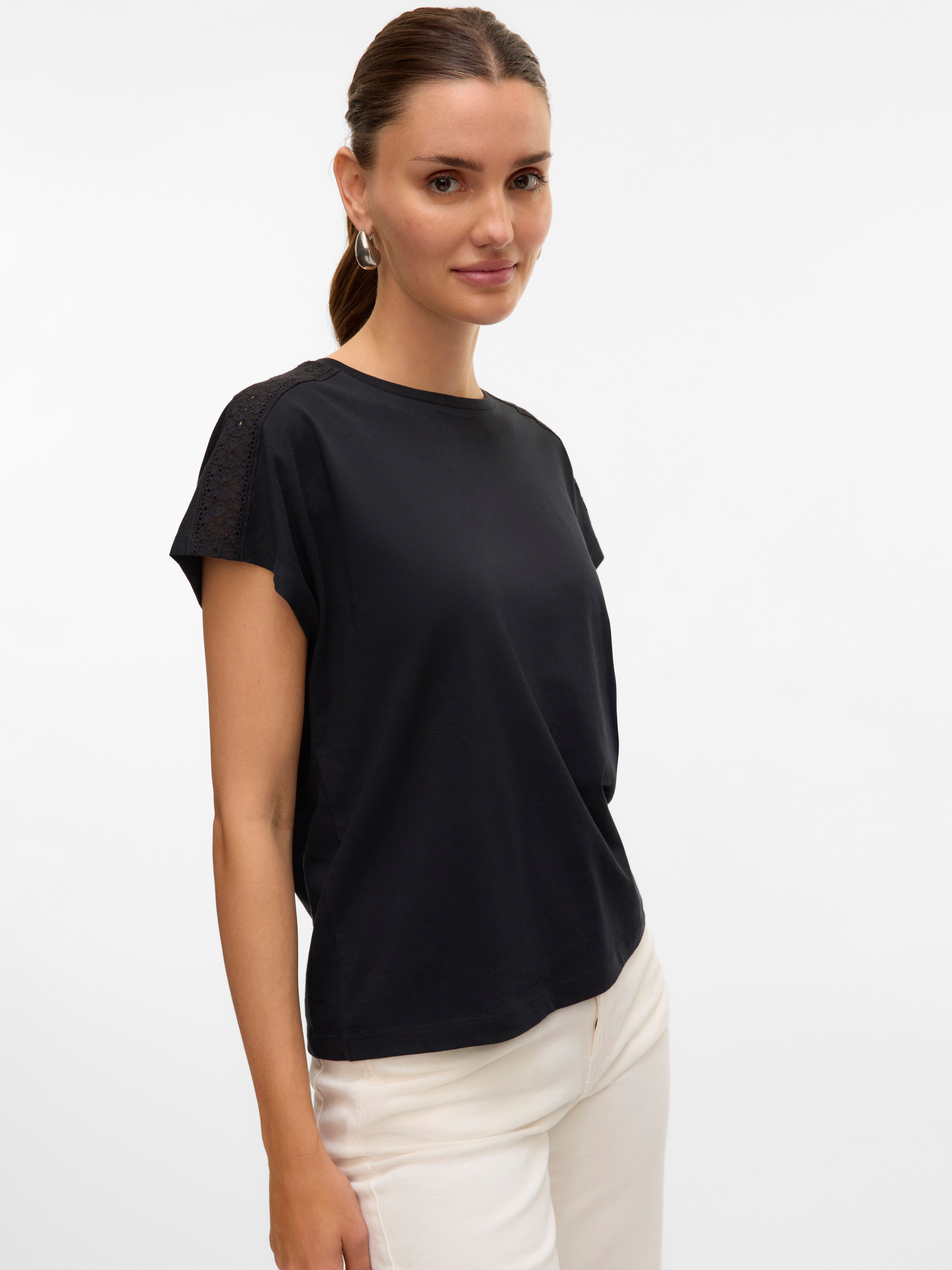Vero Moda Kurzarmshirt VMEMMY SS LACE TAPE TOP JRS GA NOOS günstig online kaufen