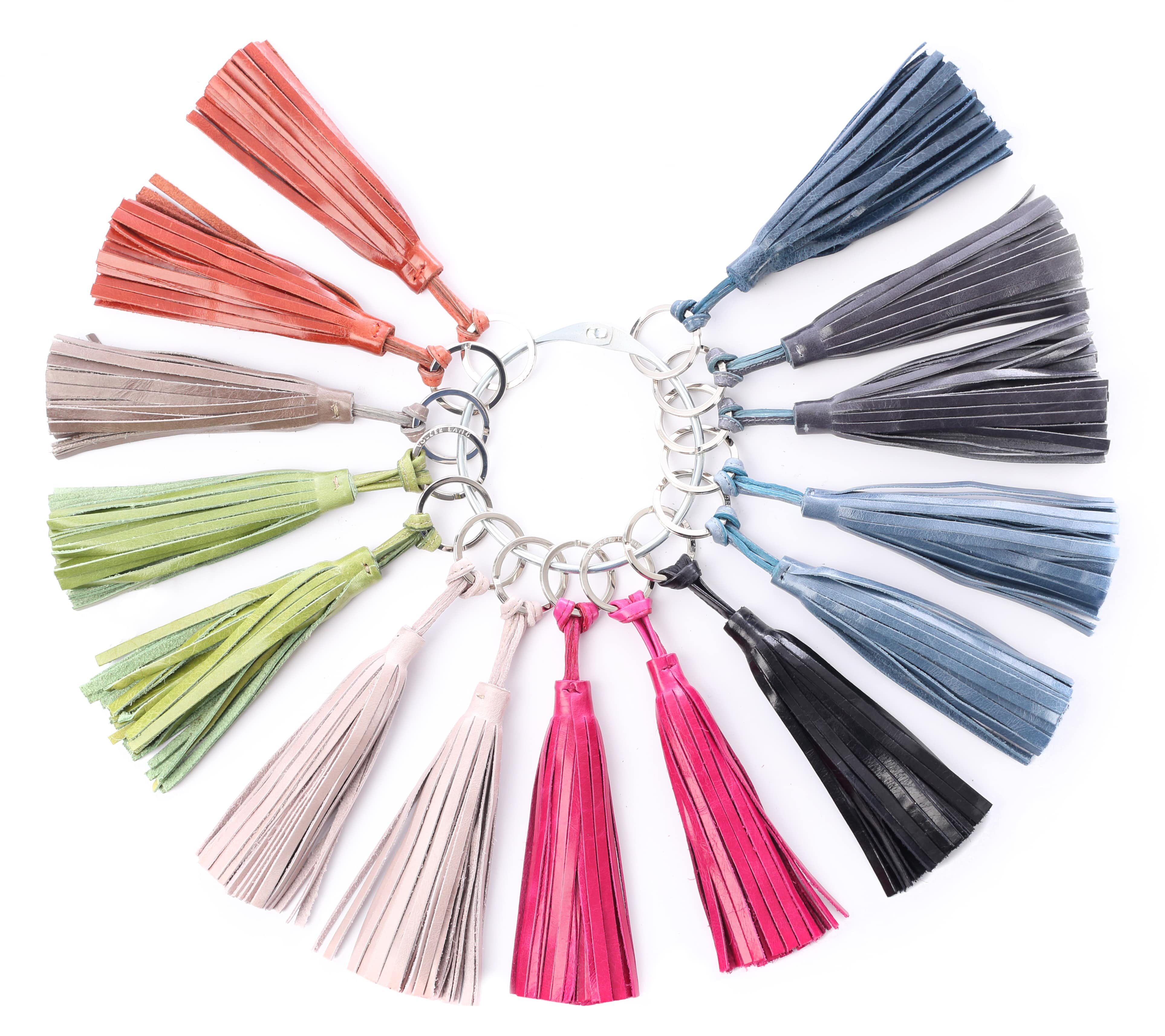 VOLKER LANG Schlüsselanhänger TASSEL, SR12 - Schlüsselring in Quasten-Form aus Leder