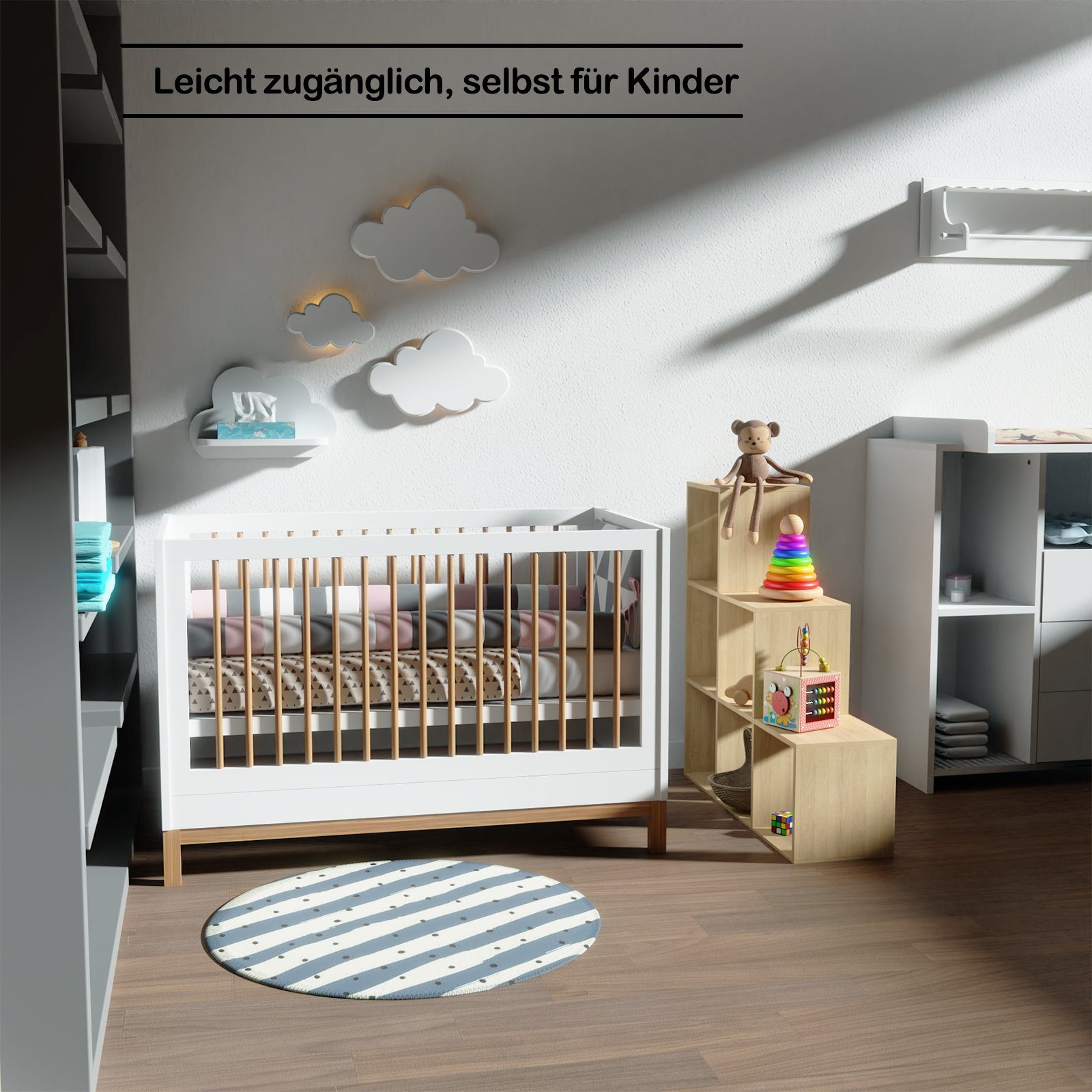 MIADOMODO Raumteiler Treppenregal- Weiß/Braun, 6/10 Fächer, Offen, Stabil, MDF Freistehend, Sonoma