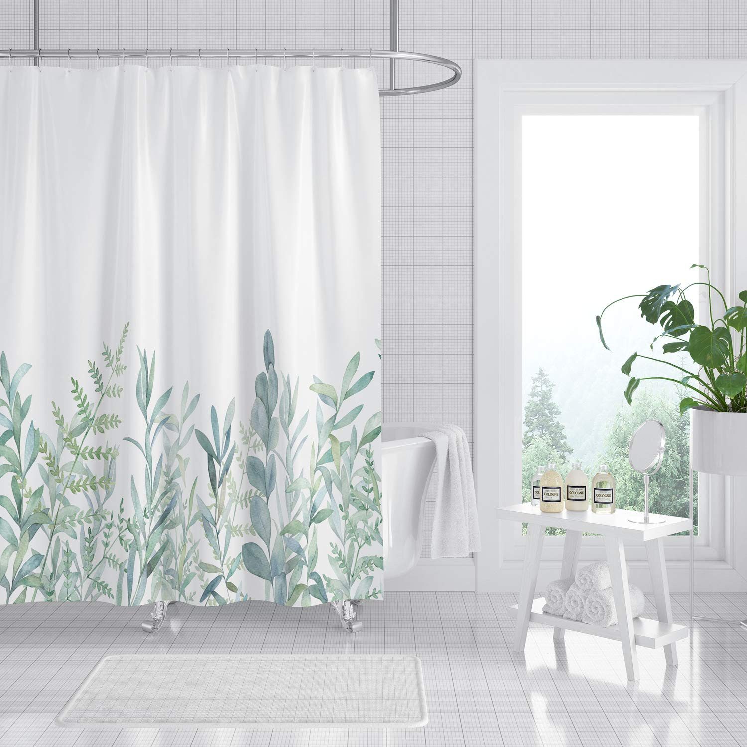 M&W DAS DESIGN Duschvorhang Shower curtains Anti schimmel Waschbar Grüne Pflanzen Breite 120 cm