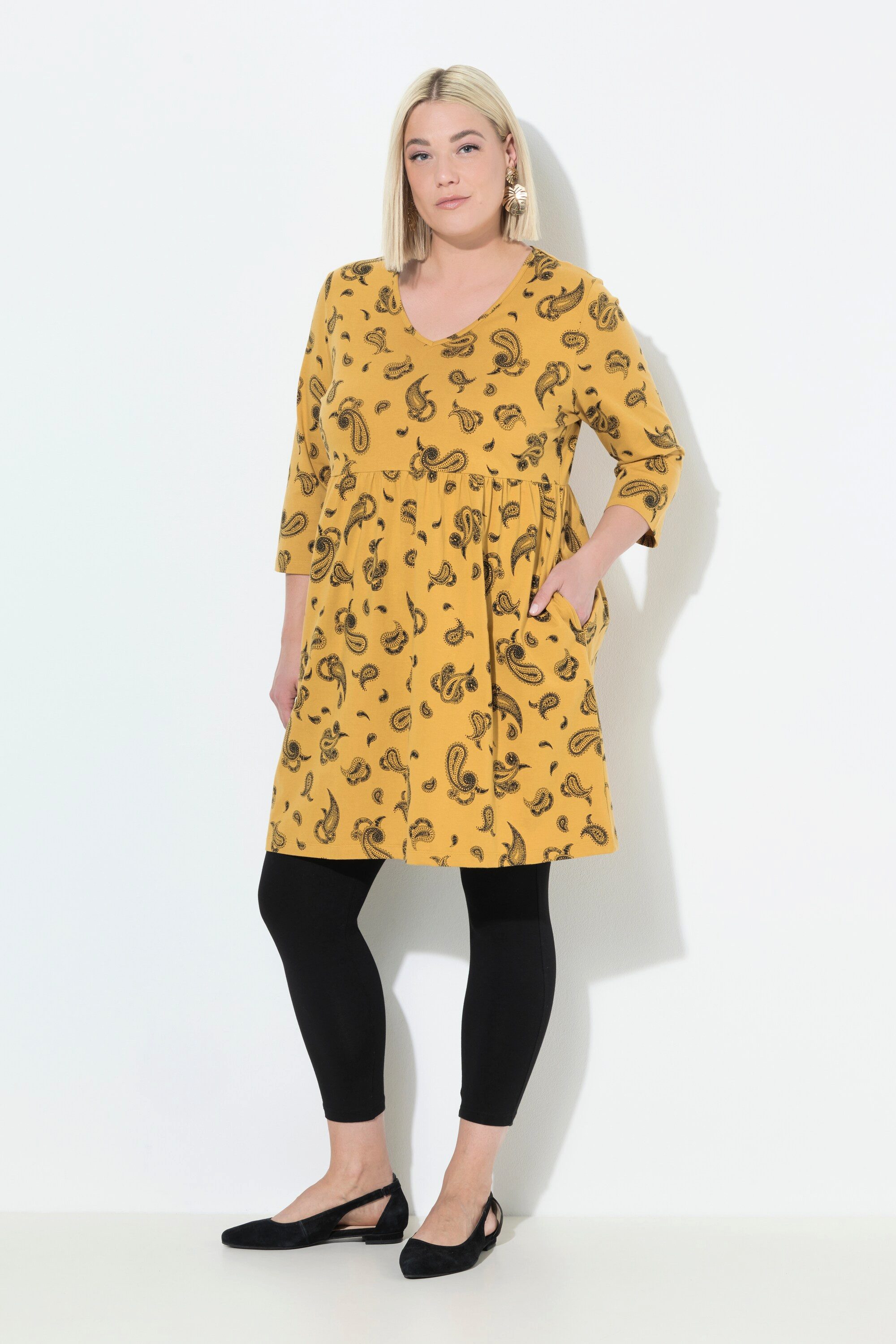 Ulla Popken Jerseykleid Longshirt A-Linie V-Ausschnitt günstig online kaufen