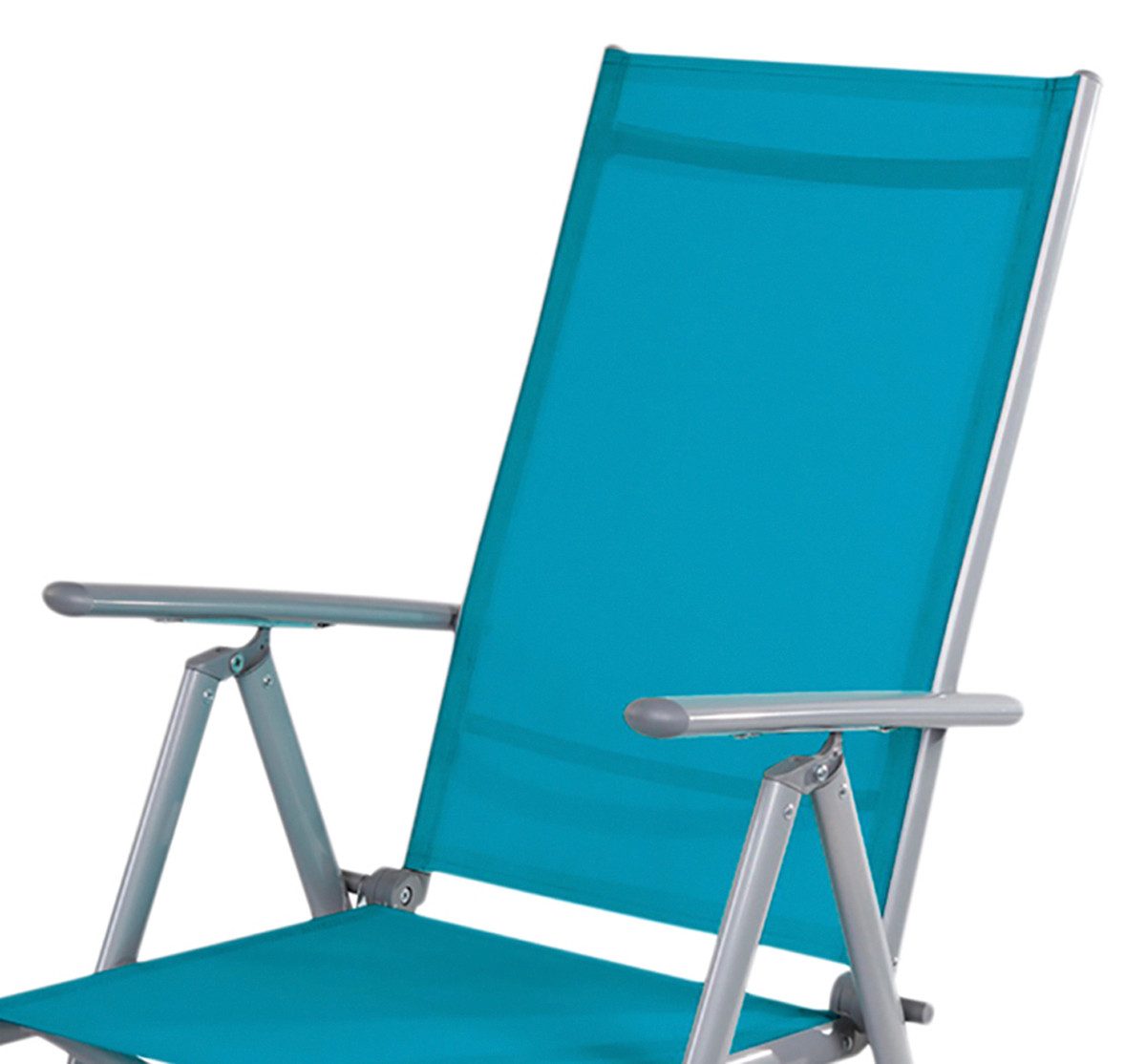 Mojawo Armlehnstuhl 2er Set Garten Klappstuhl Aluminium - Textilen Silbergrau/Petrol