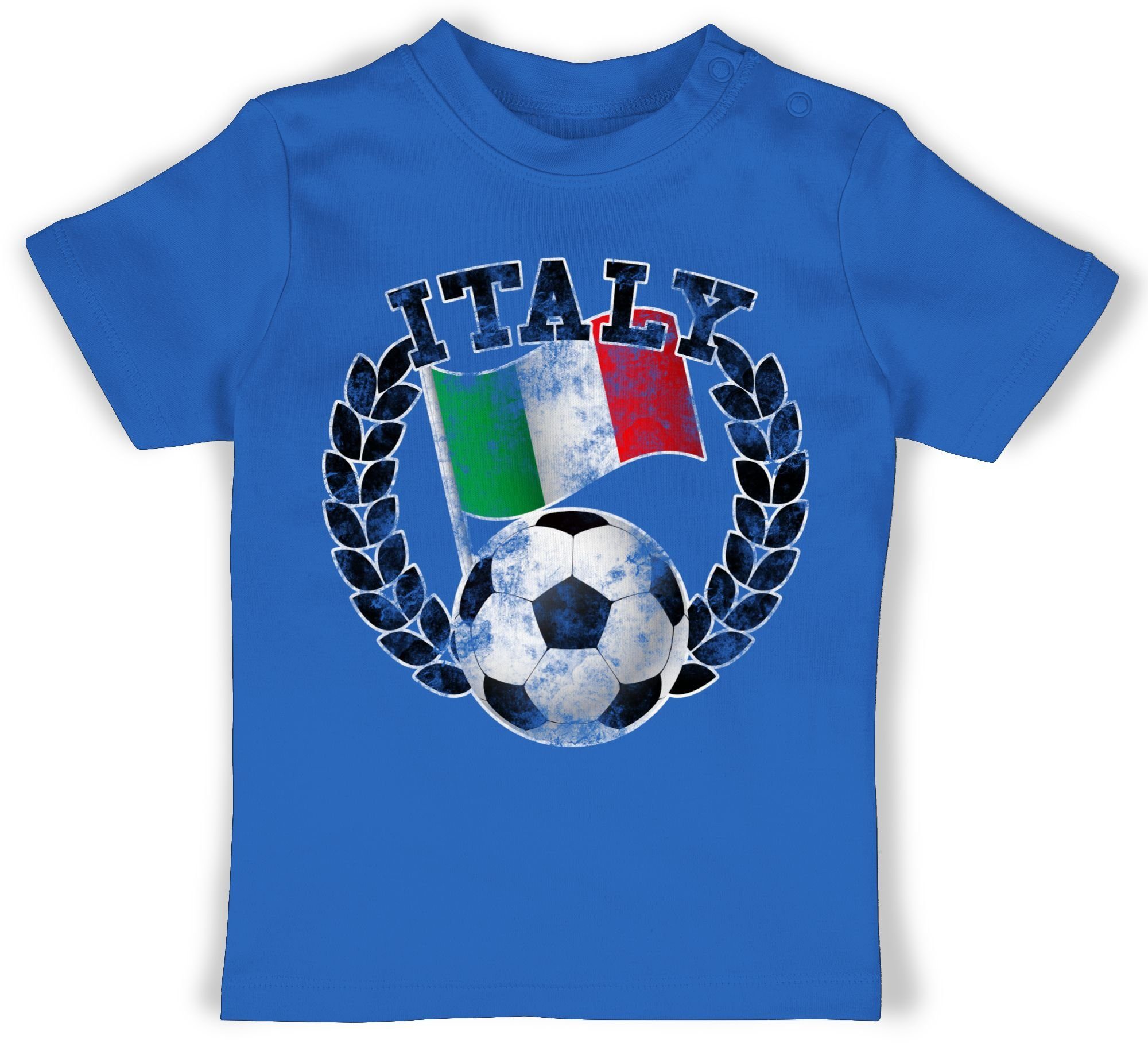 Shirtracer T-Shirt Italy Flagge EM Vintage Fußball Baby & Fussball 2024 Royalblau 1