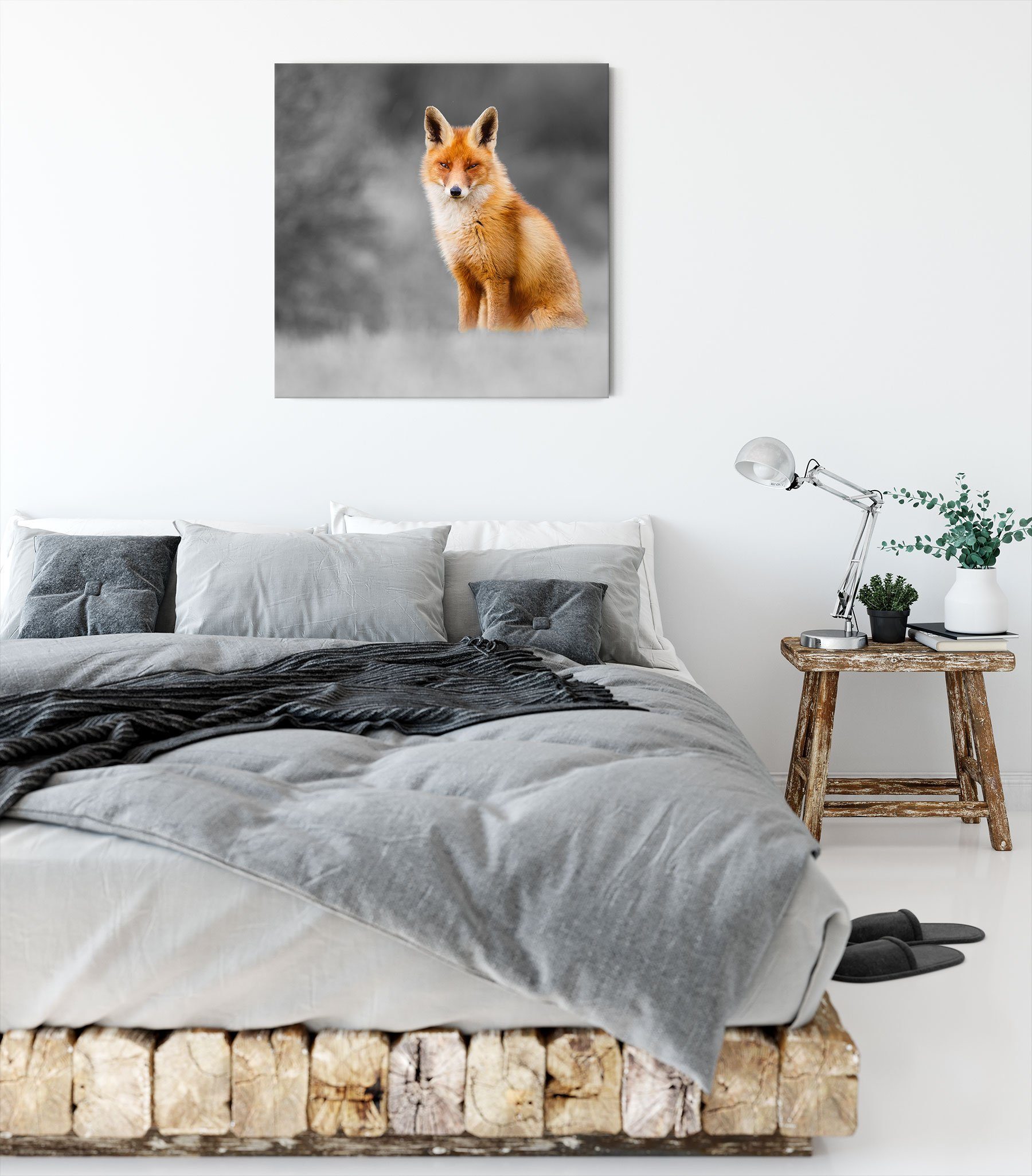 Pixxprint Leinwandbild prachtvoller Fuchs, prachtvoller Leinwandbild Fuchs bespannt, (1 St), inkl. fertig Zackenaufhänger