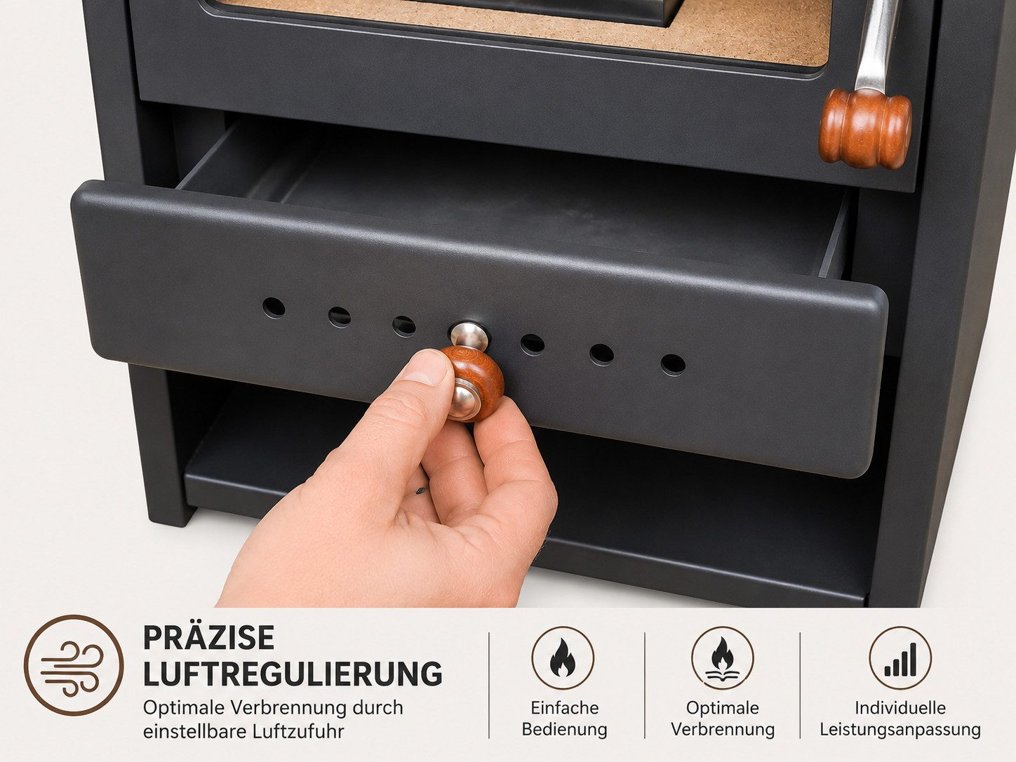 Prity Kaminofen Prity K2 Kaminofen 10,4 kW Holzofen Stahl Schwarz Scheitholz 36 cm, 10 kW, Dauerbrand