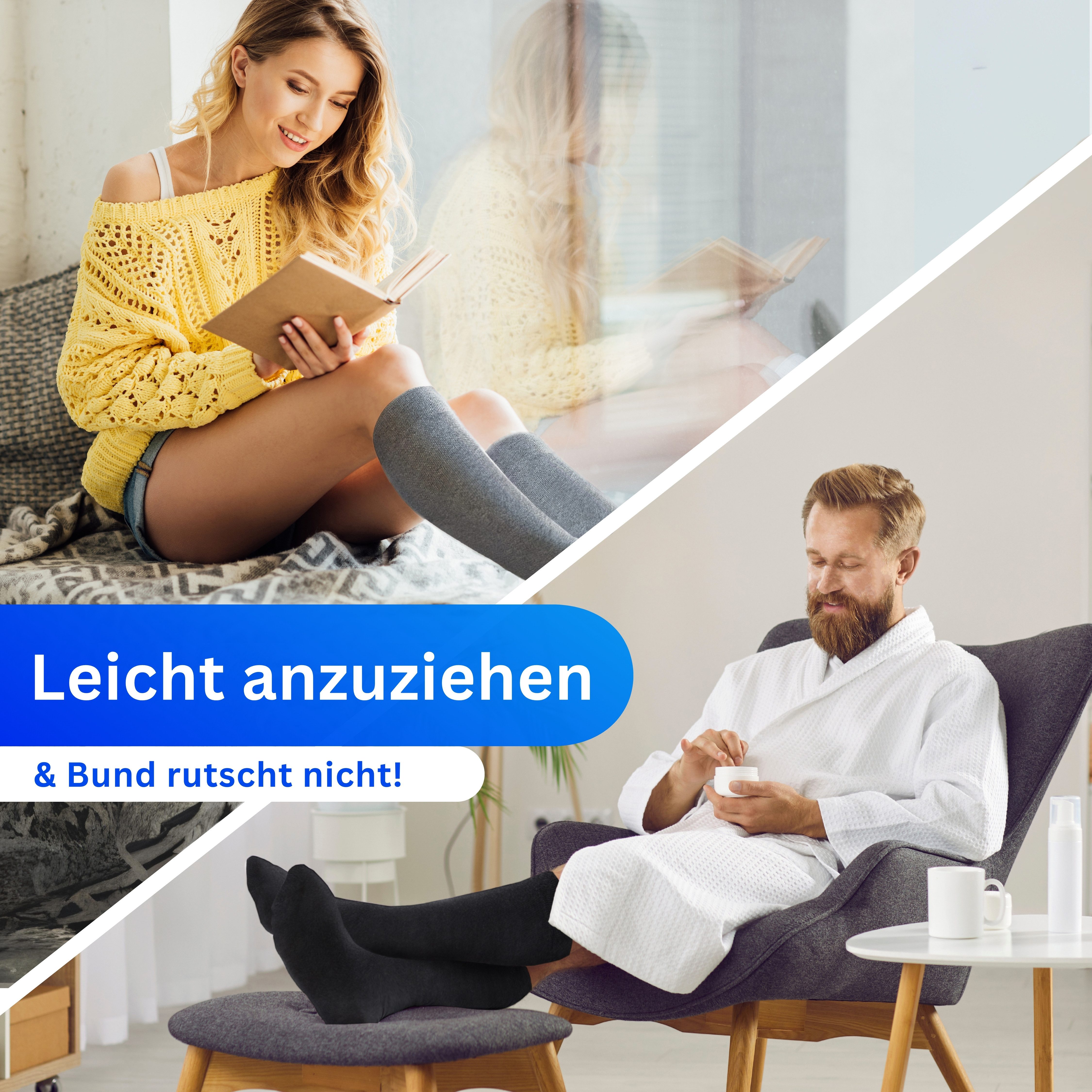 MEDOLY Kniestrümpfe Damen & Herren, mit 80% Baumwolle, Komfortbund (4 Paar)