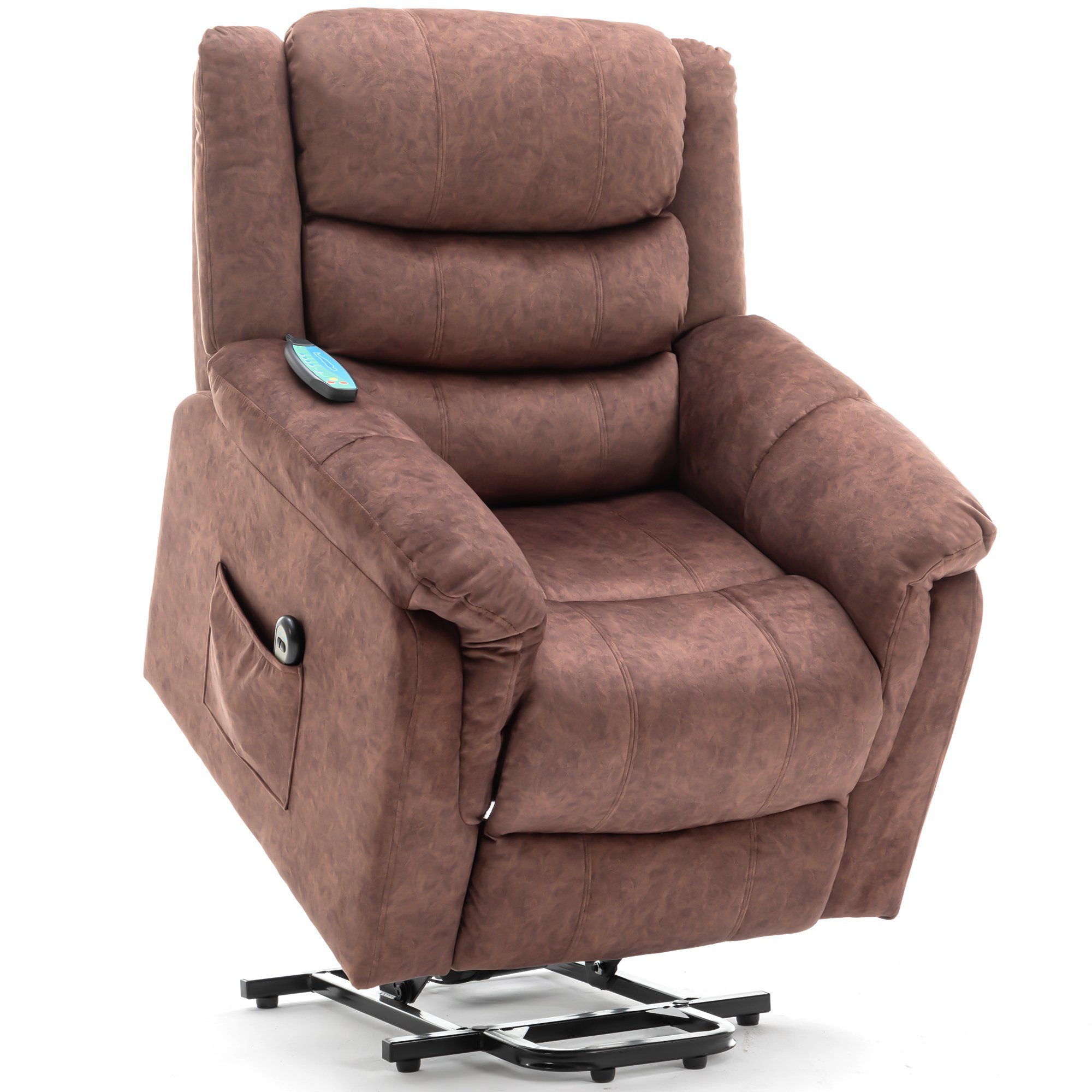 Merax TV-Sessel, Relaxsessel Aufstehhilfe Wärme, Massagesesel elektrisch Schokolade | Funktionssessel
