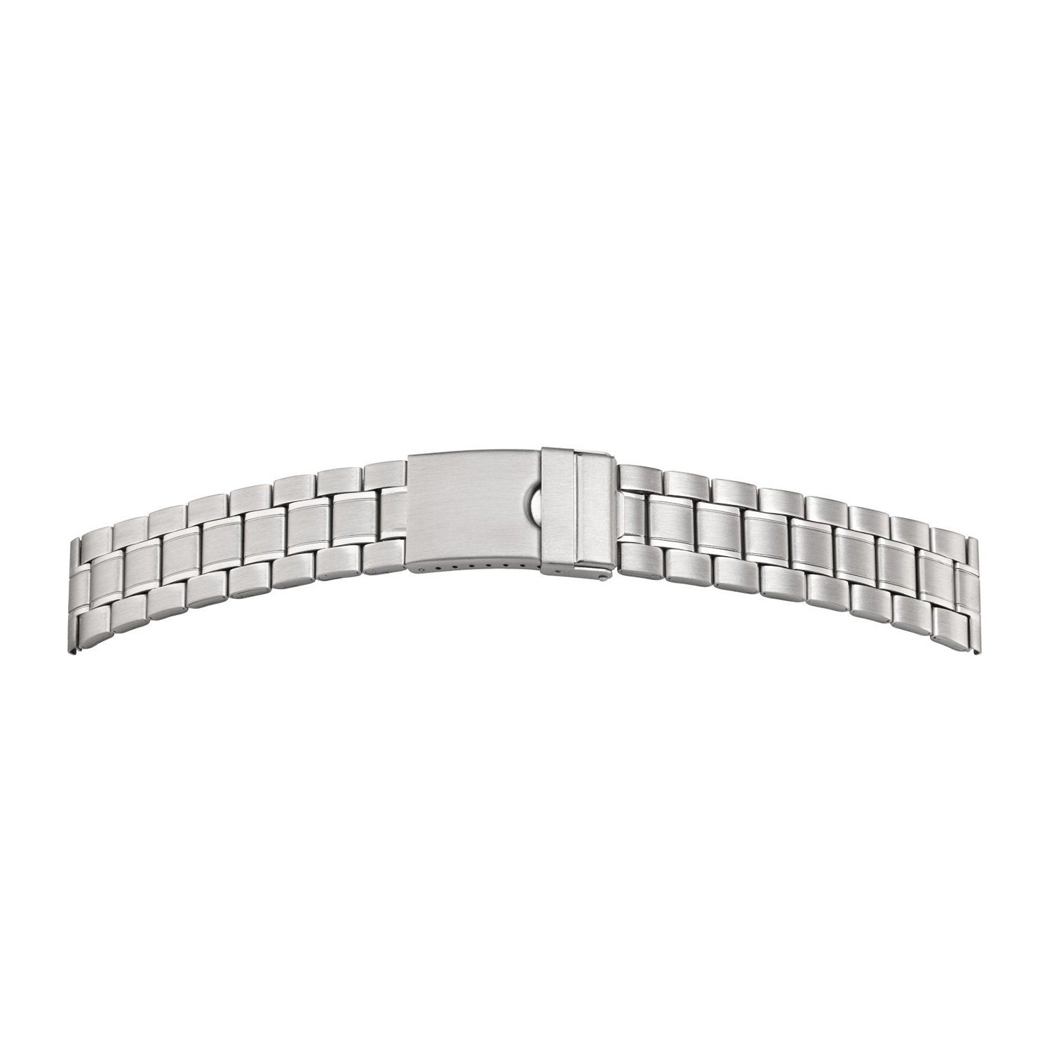 Selva Technik Uhrenarmband Metallband, Uhrenarmband für Herren, aus Edelstahl, Silber, satiniert