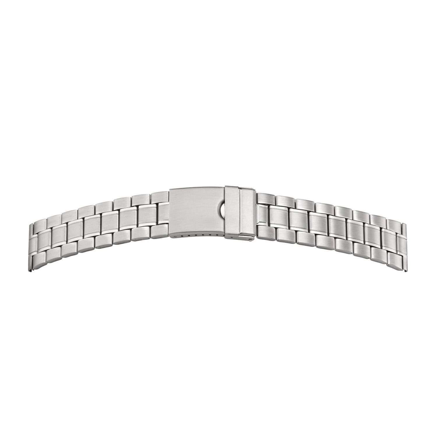 Selva Technik Uhrenarmband Metallband, Uhrenarmband für Herren, aus  Edelstahl, Silber, satiniert